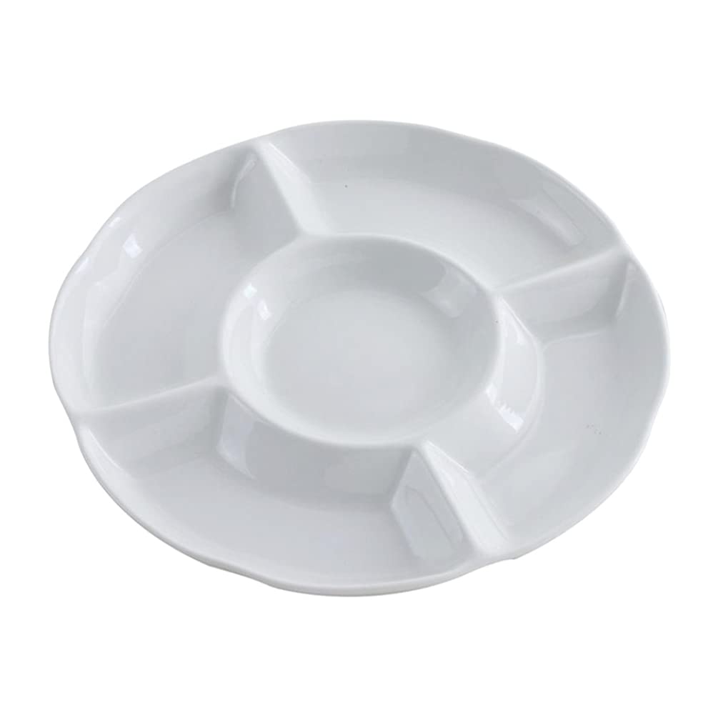 DOITOOL 10-Inch Divided Serving Dish - Melamine Plastic Appetizer Tray with 6 Compartments for Chips, Dips, Veggies, Candy & Snacks - Perfect for Parties, Picnics, BBQs and Family Gatherings