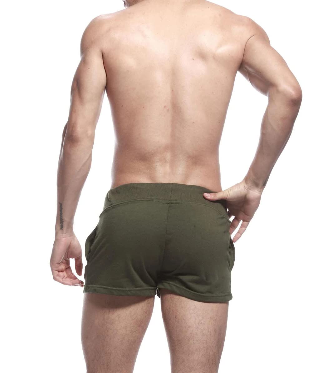 Hotfits Men's Green Cotton Gym Shorts - Breathable Workout Shorts for Running, Training & Casual Wear - Comfortable Athletic Shorts for Men