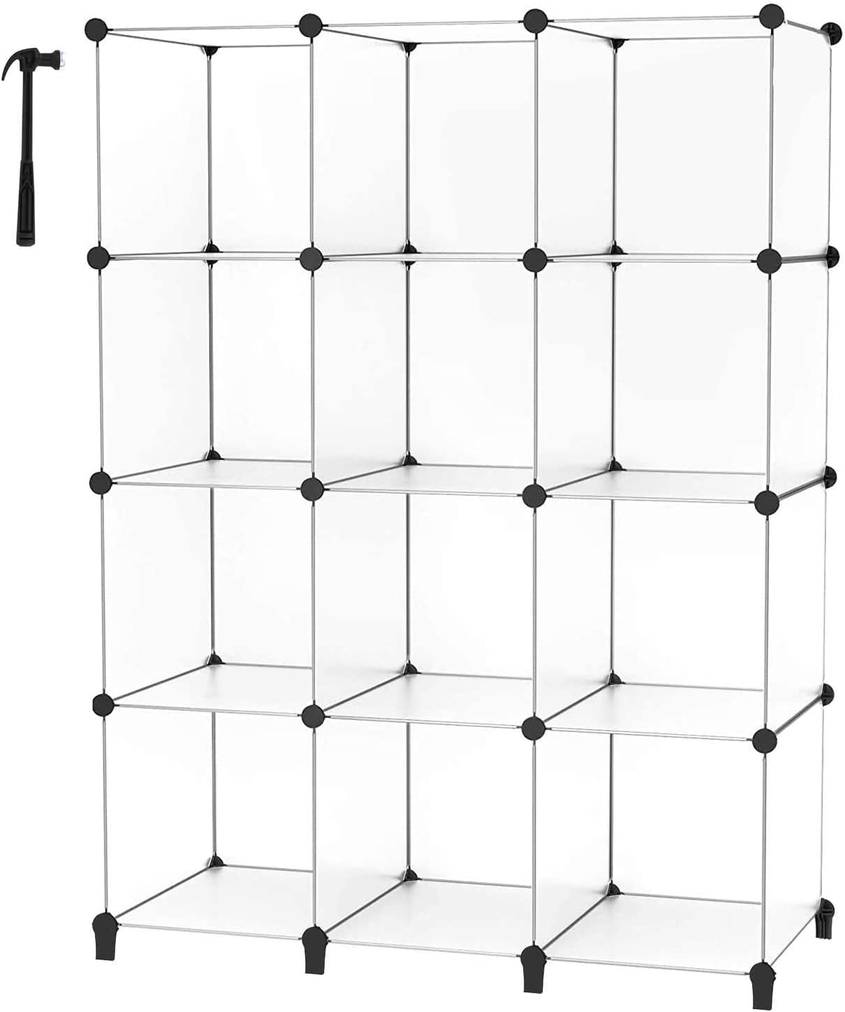 HOMIDEC 12-Cube Closet Organizer & Storage Shelf - Portable Closet Organizer for Kids Clothing, Bedroom, Bathroom & Office - 11.8x11.8x11.8 Inch Transparent Storage Cubes - Perfect for Small Space Organization & Home Decor