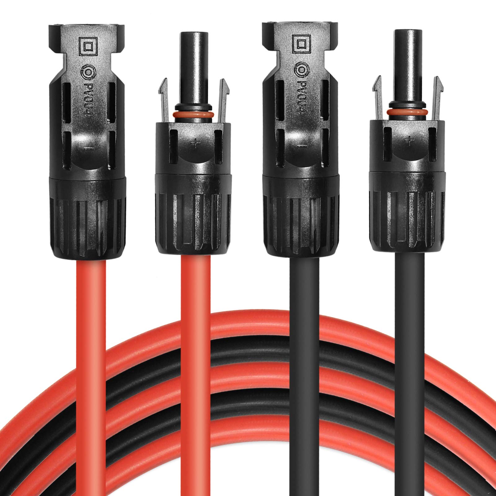 5FT Black and Red 12AWG (4mm²) Solar Panel Extension Cable with MC4 Connectors - Waterproof Solar Wire for RV, Boat, Off-Grid Systems (Set of 2) - Perfect for Solar Panel Connections and Power Extensions