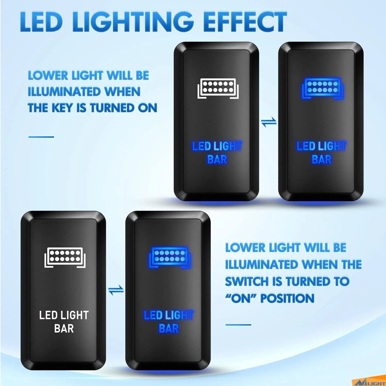 Toyota LED Light Bar Push Button ON/OFF Switch - Waterproof Off-Road Rocker Switch for Trucks, Jeeps, ATVs - Perfect for Night Driving & Off-Road Adventures