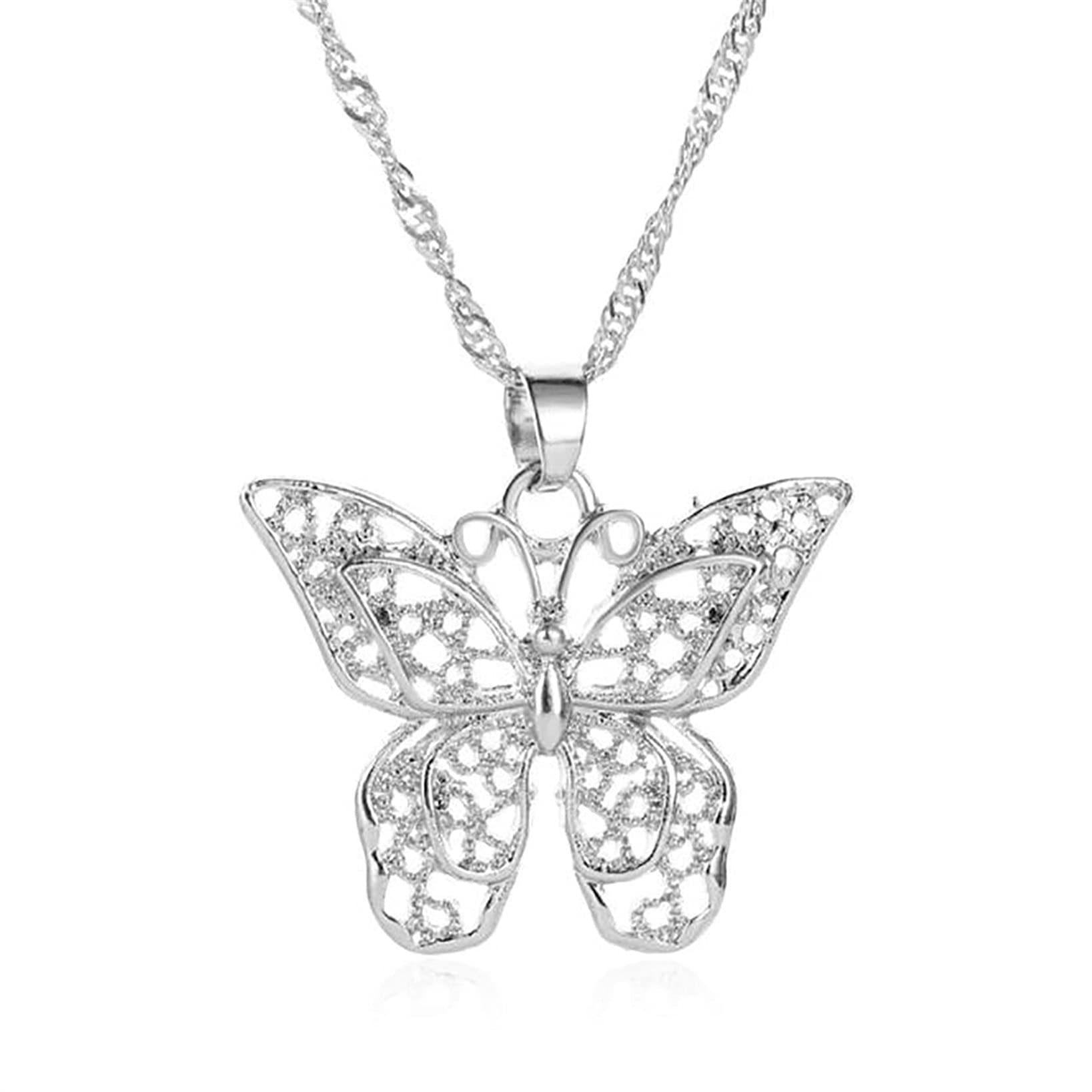GOMYIE Hollow Crystal Butterfly Pendant Necklace for Women - Elegant Silver Jewelry Gift for Birthday, Anniversary & Special Occasions | Perfect for Parties, Date Nights & Everyday Wear