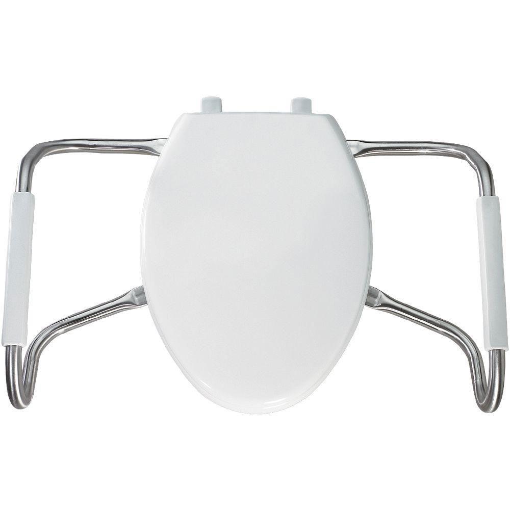 Bemis MA2100T 000 White Elongated Plastic Toilet Seat with Safety Arms & STA-TITE Fastening System - ADA Compliant Closed Front Design for Elderly & Disabled - Ideal for Hospitals, Nursing Homes & Accessible Bathrooms
