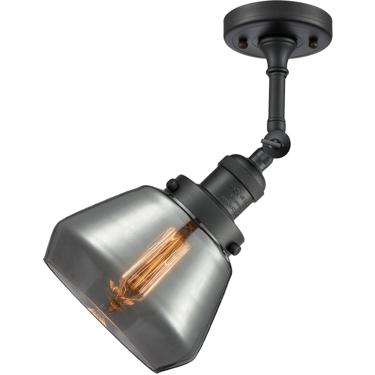 Innovations 201F-BK-G173-LED Modern Semi-Flush Mount Ceiling Light Fixture in Matte Black - Perfect for Bedroom, Kitchen, or Hallway Lighting