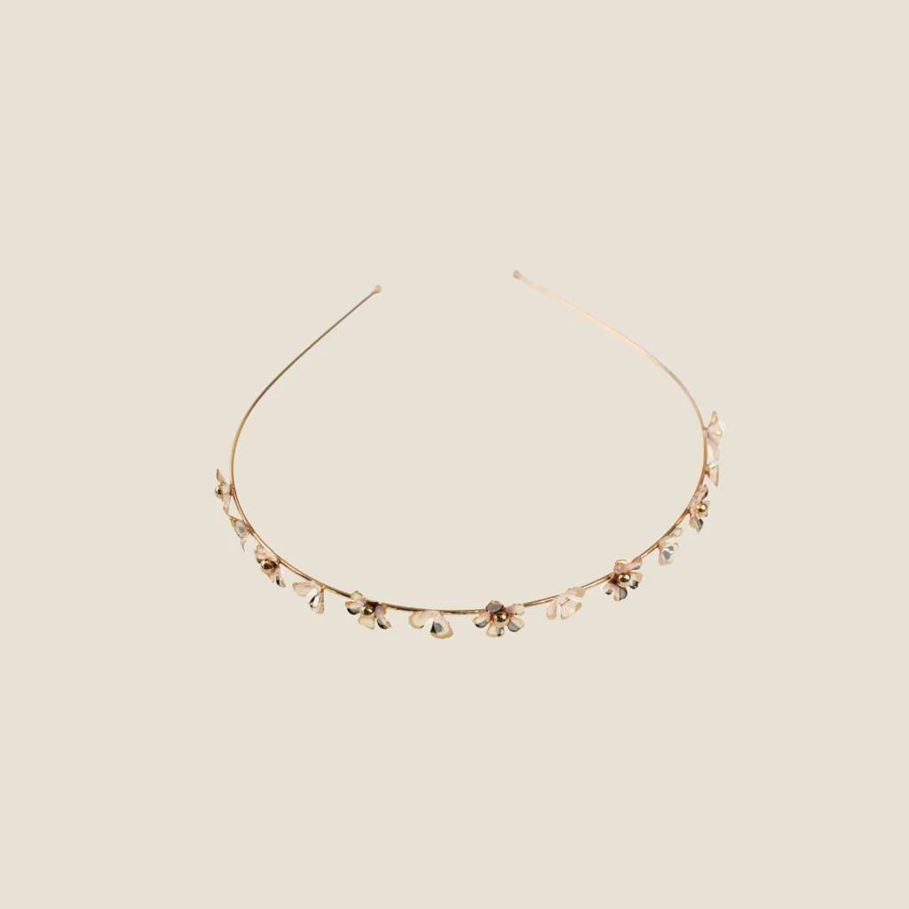 A'el Este Amelia Gold Bridal Floral Headband - Elegant Wedding Hair Accessory for Brides, Bridesmaids & Special Occasions