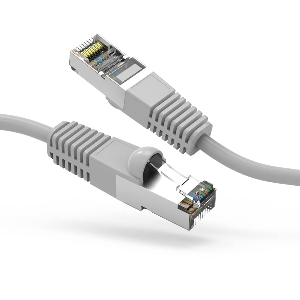 15ft (4.6M) Cat6 Shielded (SSTP) 26AWG Ethernet Cable - 10 Pack Gray High-Speed Gigabit LAN Network Patch Cable with RJ45 Connectors - Perfect for Home Office, Gaming, and Server Room Networking