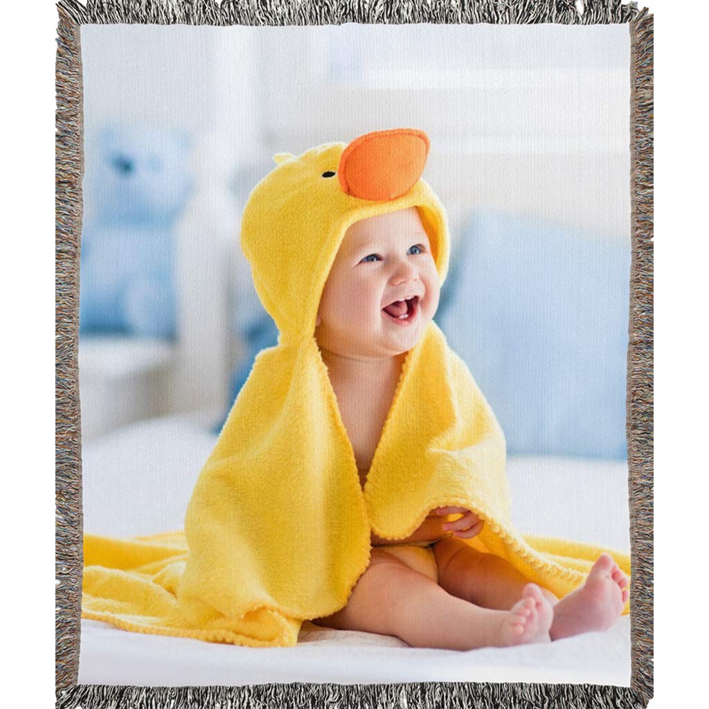 **Personalized Photo Blanket - Custom Woven Throw with Your Picture - 100% Soft Cotton - 50