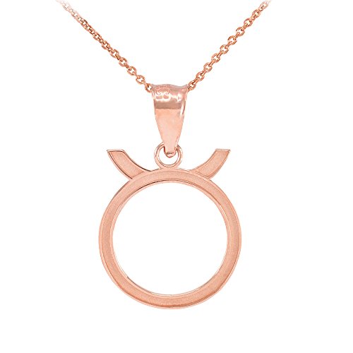 10k Rose Gold Personalized Taurus Zodiac Necklace - Satin Finish Pendant for Women, Gift for Birthday, Anniversary & Special Occasions