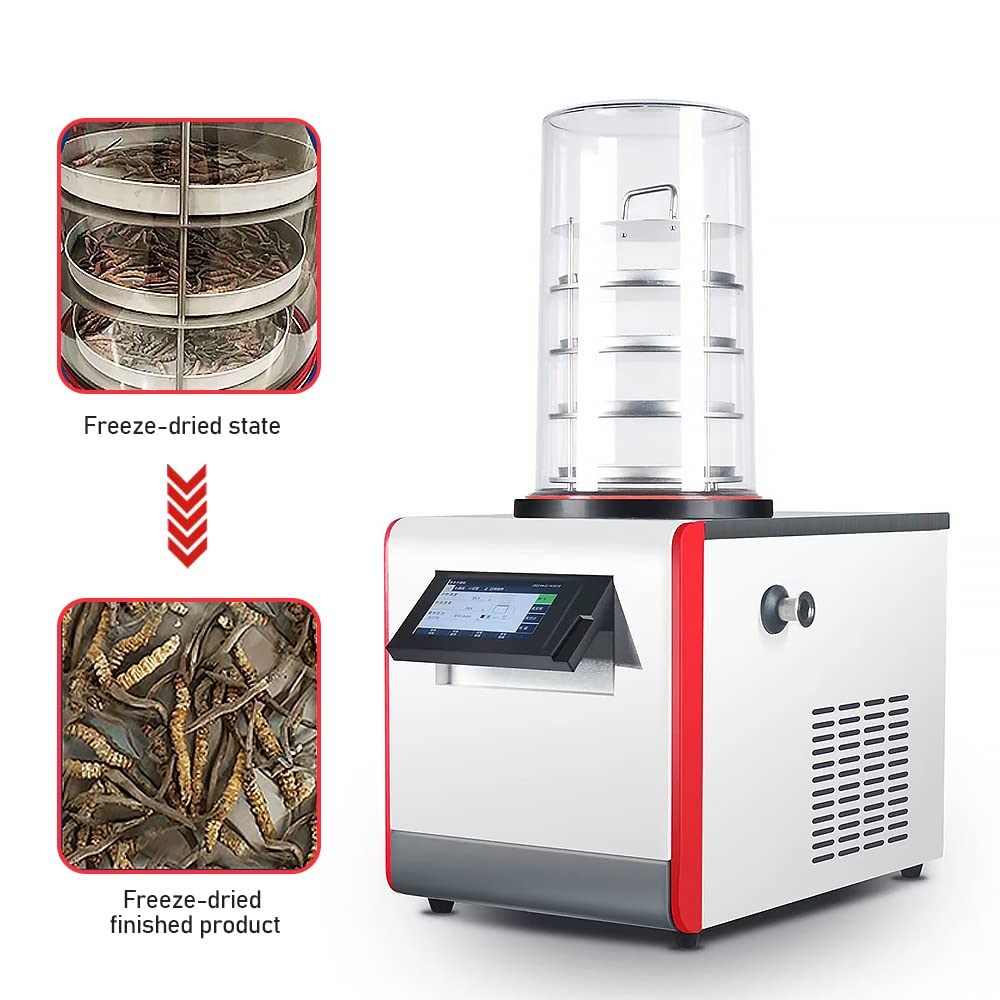 HNZXIB 0.12㎡ -60℃ Vacuum Freeze Dryer with Rotary Vane Pump | Compact Desktop Lyophilizer for Home & Lab Use | Perfect for Food Preservation, Pharmaceuticals & Biological Samples (110V)