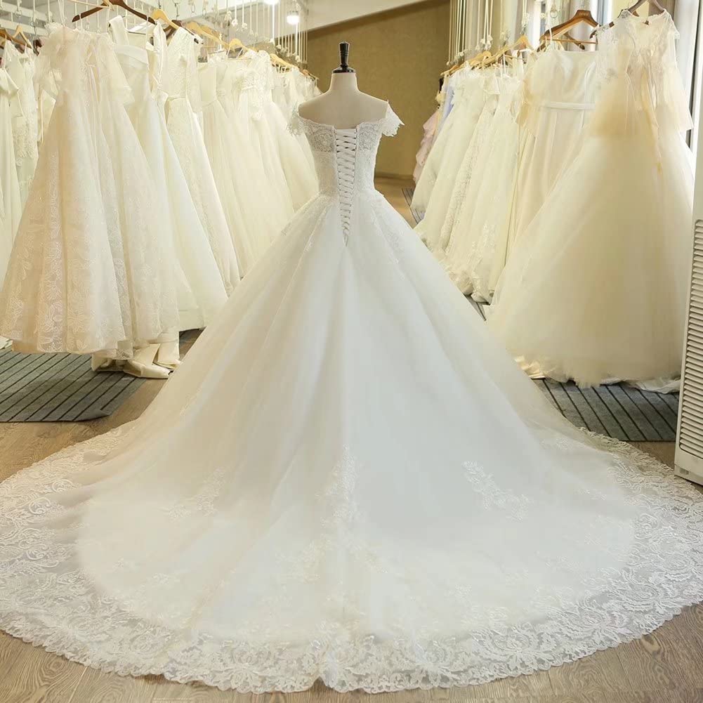 Elegant TRHTX Beaded V-Neck Lace Long Sleeve A-Line Tulle Wedding Dress for Bride - Perfect for Church Ceremonies, Beach Weddings & Formal Receptions