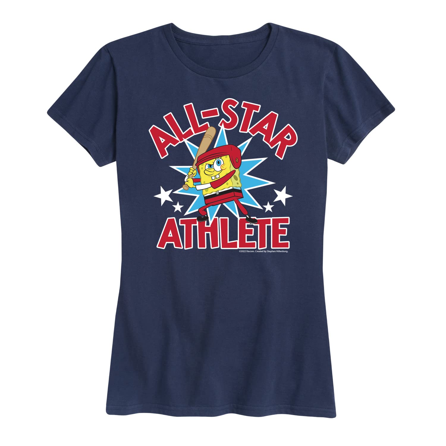 Spongebob Squarepants American All Star Women's Graphic T-Shirt - Short Sleeve Casual Tee for Fans - Perfect for Cosplay, Gifts & Everyday Wear