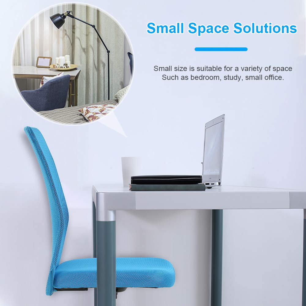 BestMassage Ergonomic Office Chair - Breathable Mesh Computer Chair with Lumbar Support, Armless Swivel Rolling Executive Chair for Back Pain Relief - Set of 4 Blue Chairs - Perfect for Home Office, Gaming & Workspaces