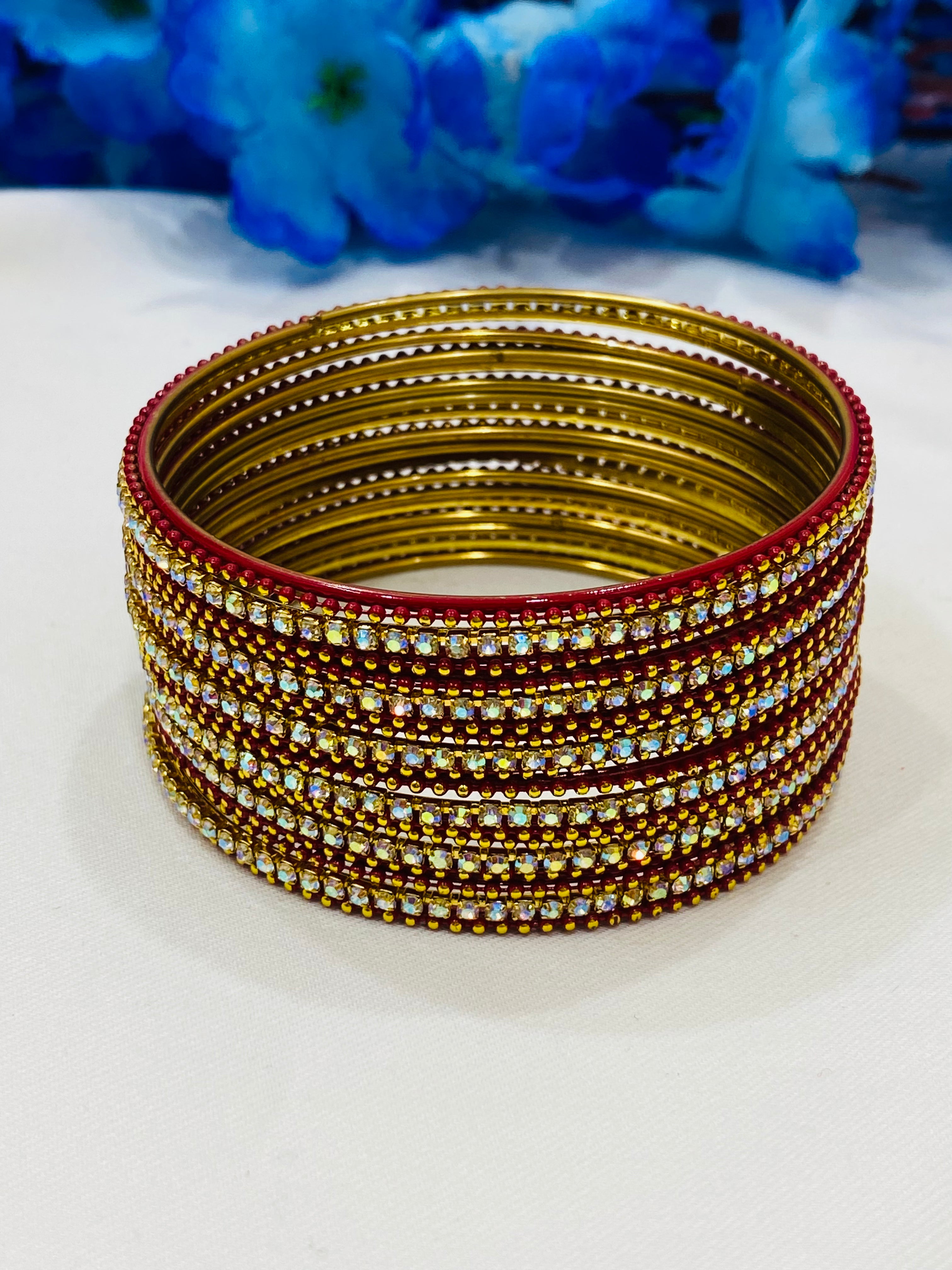 Stylish Maroon Metal Bangles for Women - Elegant Fashion Jewelry for Parties, Weddings & Everyday Wear