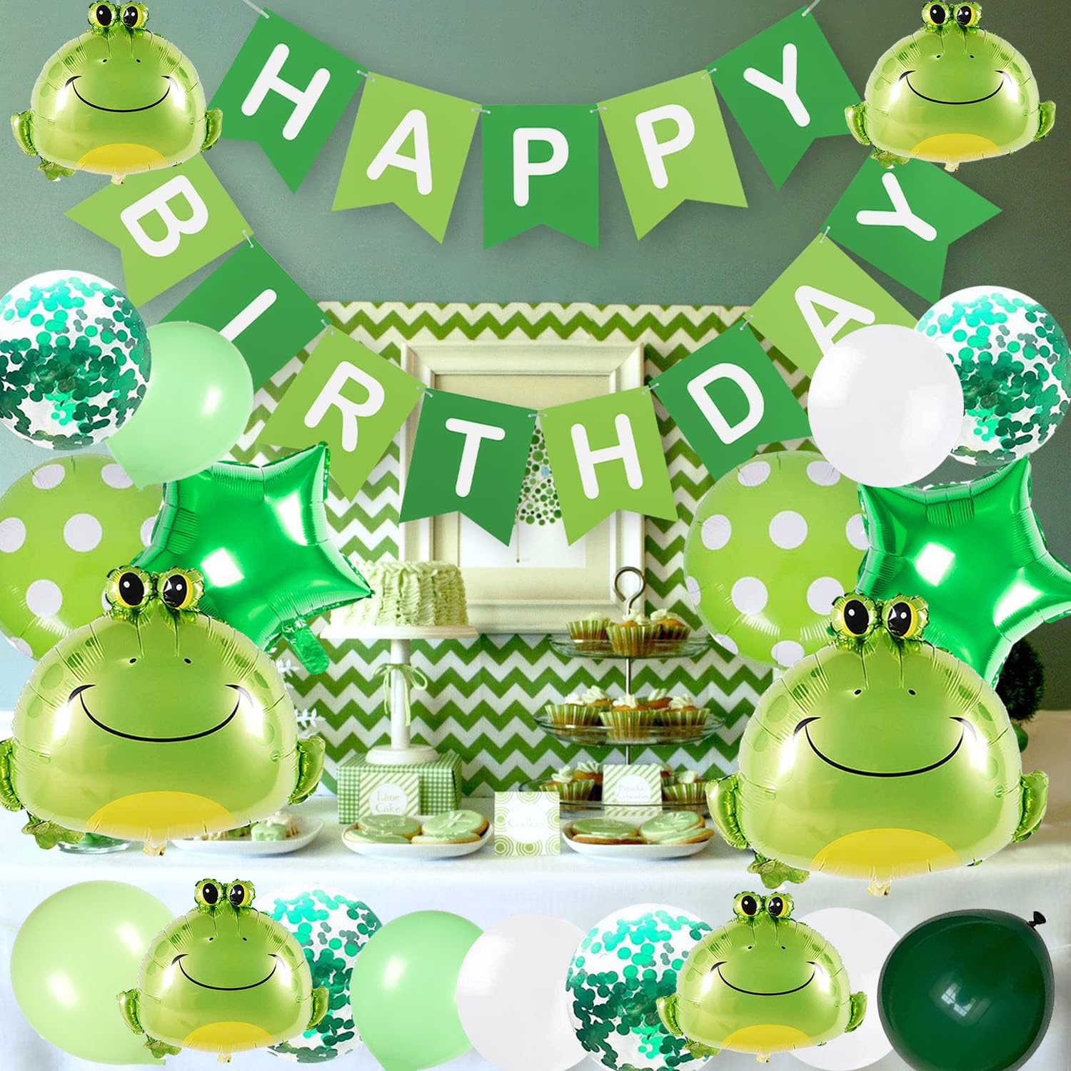 DXary Frog Themed Birthday Party Decorations - 12 Pack Aluminum Foil Balloons Set for Kids Garden Party Supplies (Set B) | Perfect for Outdoor Birthday Celebrations, Baby Showers & Spring Garden Parties