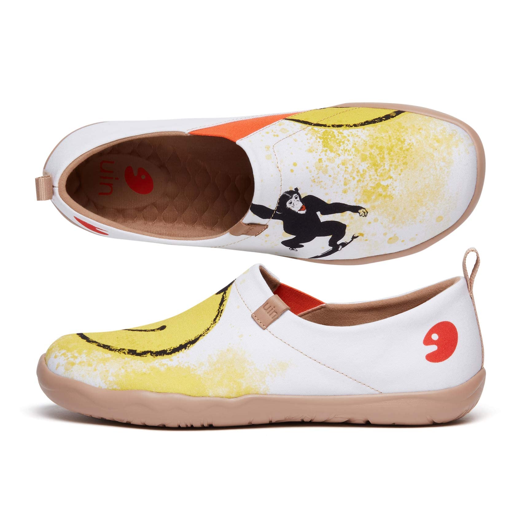 UIN Men's Slip-On Canvas Sneakers - Lightweight Comfortable Walking Shoes for Travel & Casual Wear | Breathable Loafers with Artistic Paint Design | Perfect for Daily Commute, Vacation & Outdoor Activities
