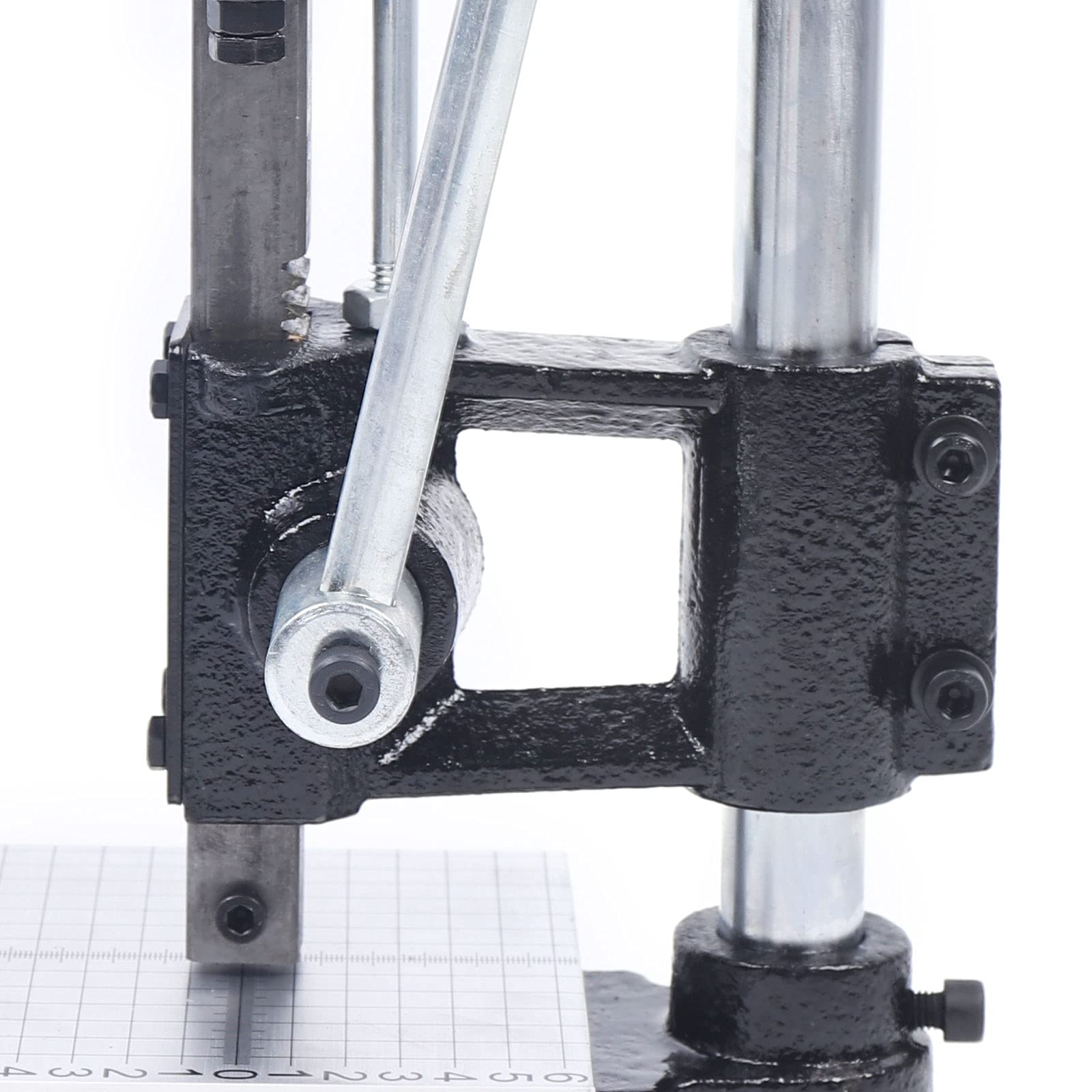 Professional Leather Imprinting Machine - Manual Hole Punch Press, DIY Leather Craft Tool for Cutting, Embossing & Stitching (Includes PP Plate + Aluminum Plate with Scale) - Perfect for Leatherworking, Bookbinding, DIY Crafts & Leather Repair Projects