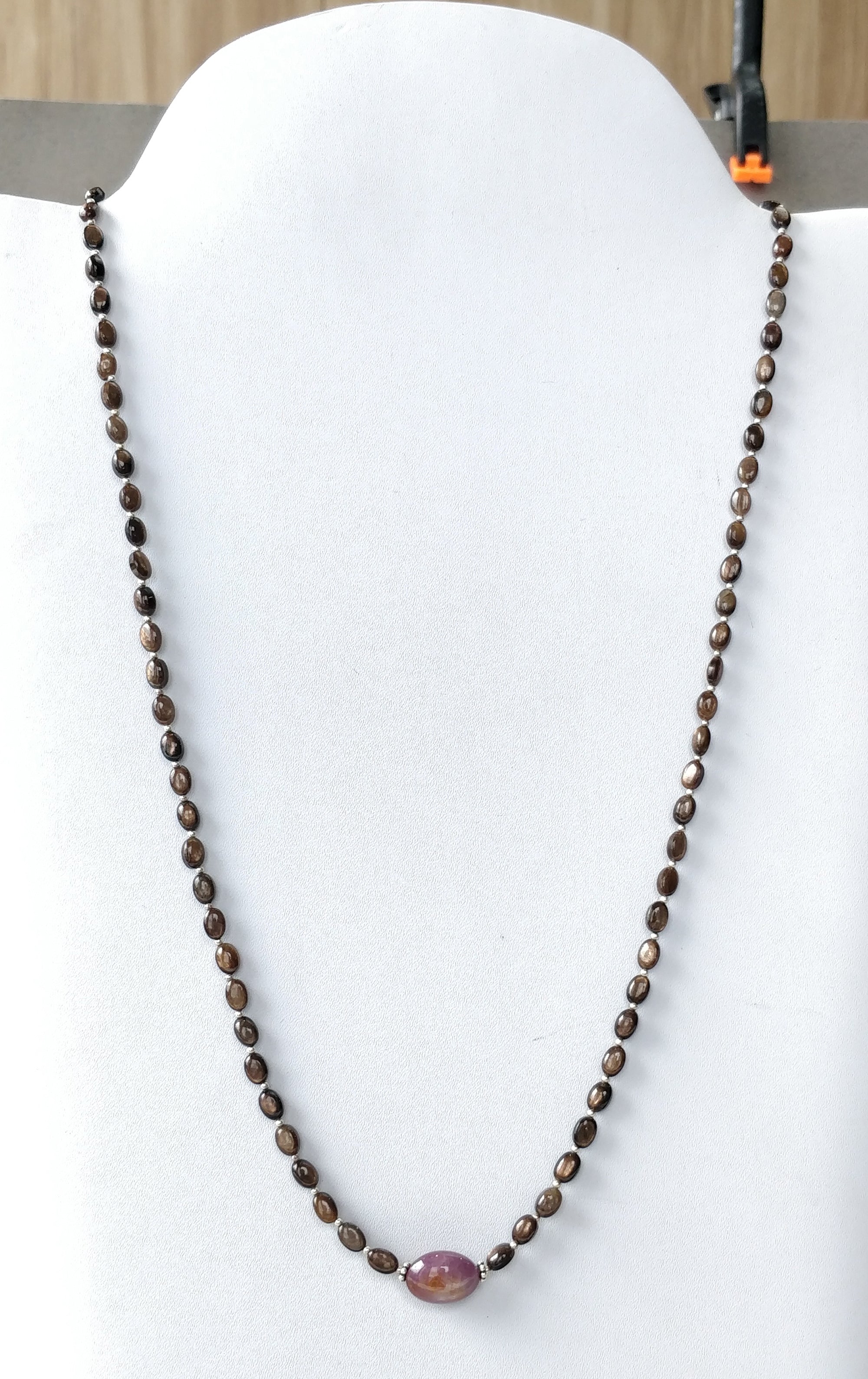 Natural Chocolate Sapphire & Star Ruby Gemstone Necklace - 83.00cts Untreated Oval Cut with 925 Sterling Silver (6x4mm & 14x10mm) | Elegant Jewelry for Women, Perfect for Weddings, Anniversaries & Special Occasions
