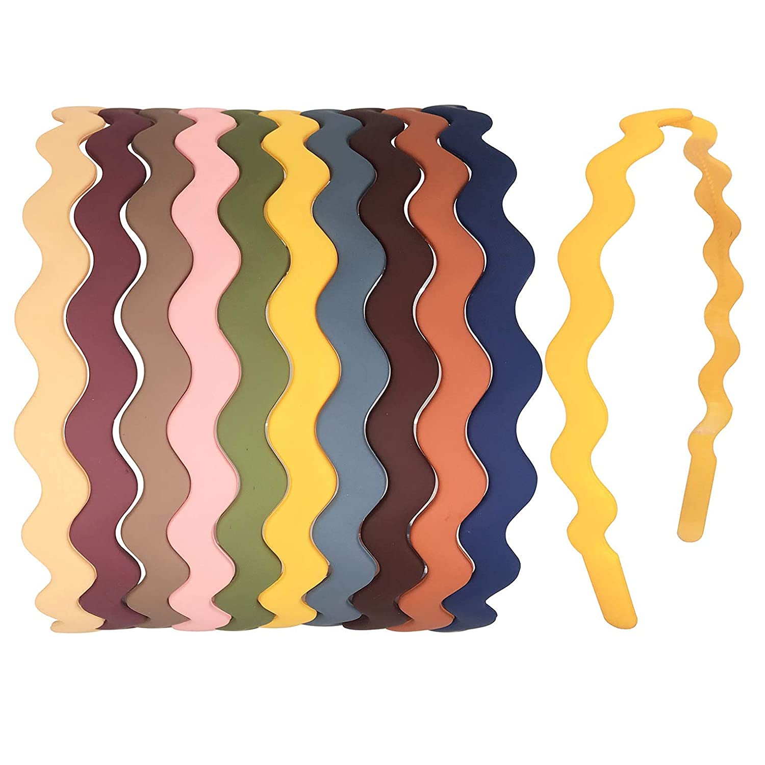 12PCS 10MM Zigzag Fashion Women's Solid Headbands - Plastic Hair Hoops & Hair Accessories for Girls (Random Colors) | Perfect for Workouts, Yoga, Sports & Everyday Styling