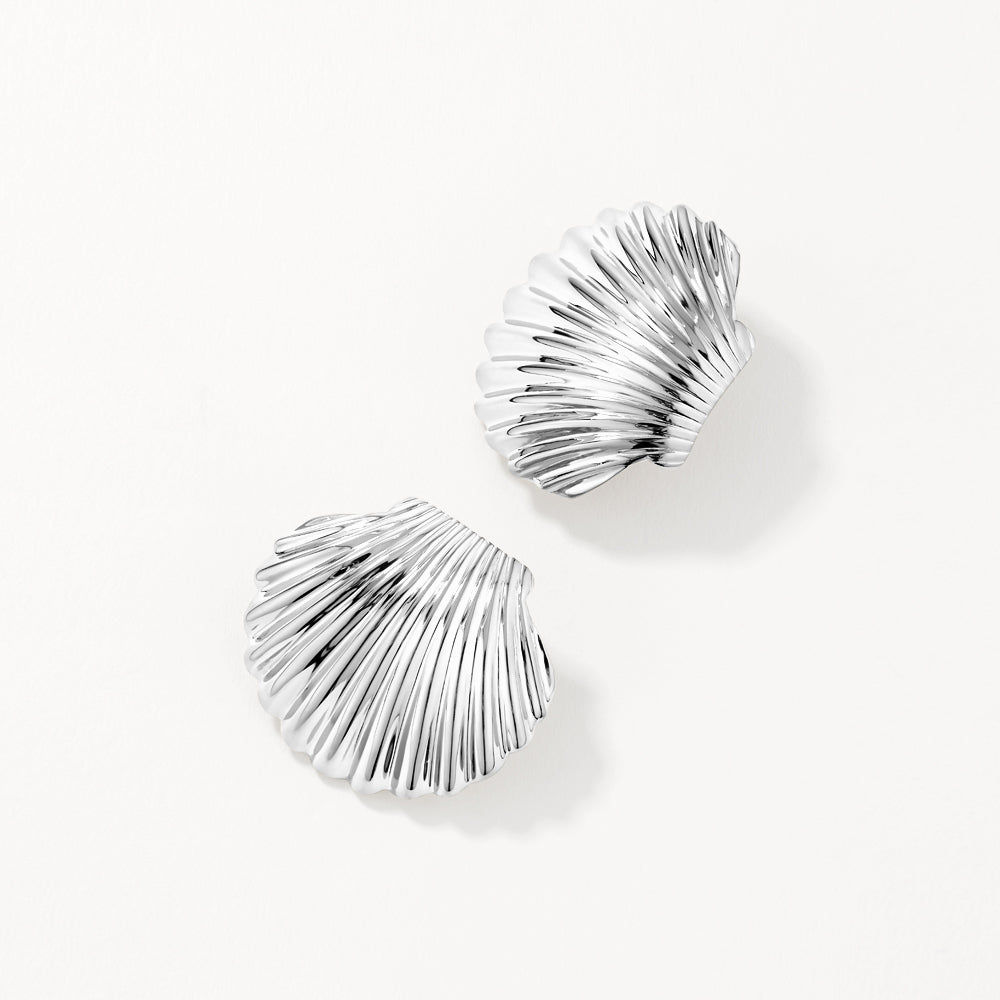 Silver Shell Stud Earrings for Women - Dainty Beach Jewelry for Everyday Wear & Summer Outfits