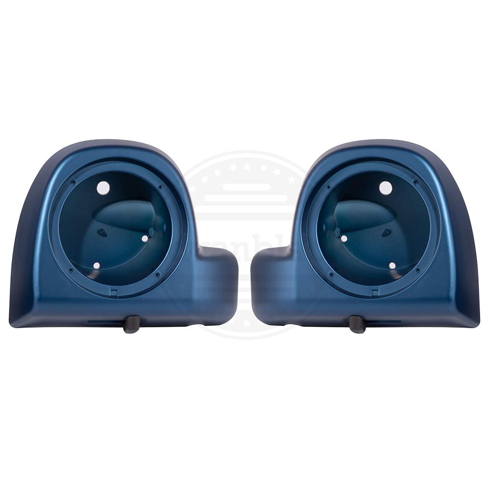 Moto Onfire Legend Blue Denim 6.5 Inch Speaker Box Pods for Harley Touring Motorcycles - Compatible with Lower Vented Fairings (2014-2020 Models) - Perfect for Road Trips & Custom Bike Upgrades
