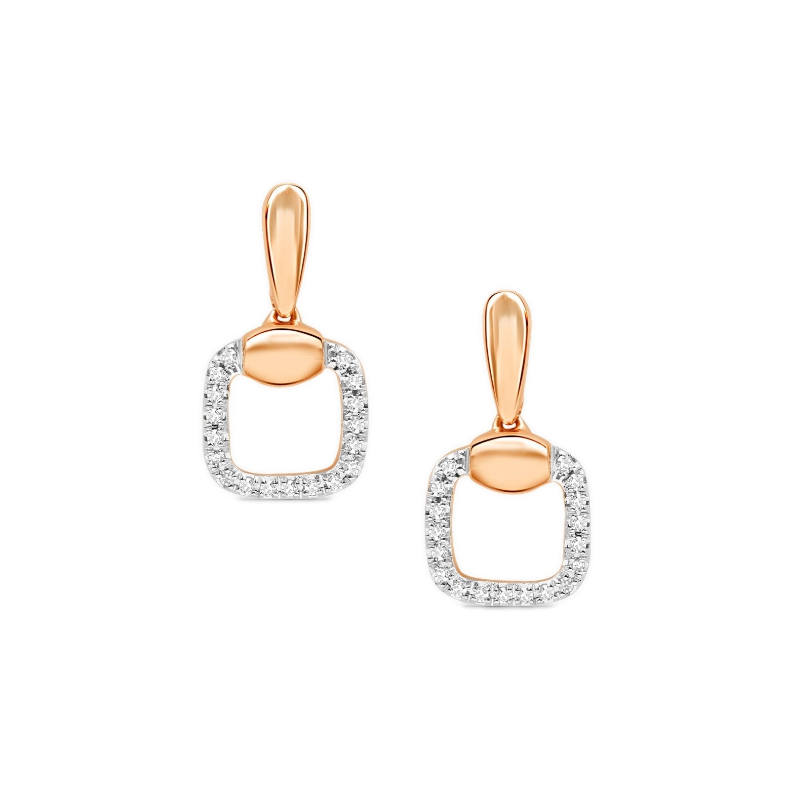14K Rose Gold Diamond Outline Drop Stud Earrings - Elegant Dainty Jewelry for Women - Perfect for Weddings, Parties & Everyday Wear