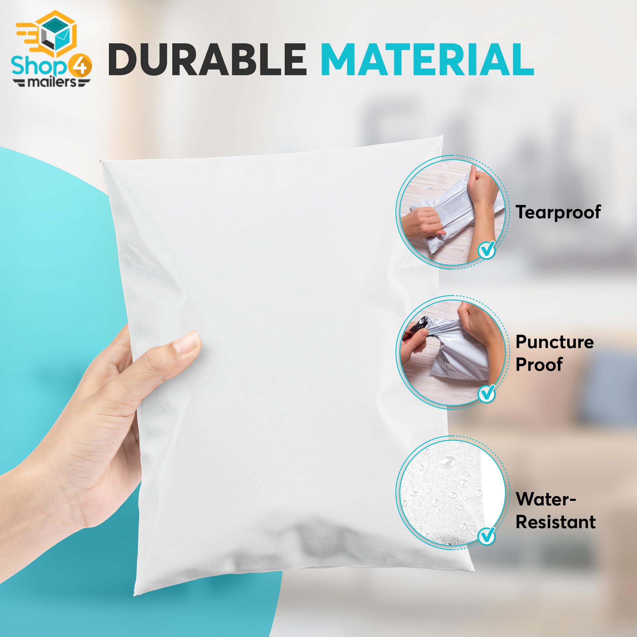 Shop4Mailers 19x24 Inch Glossy White Poly Mailer Envelopes - 1.7 Mil Thick Bulk Pack of 500 - Perfect for Ecommerce Shipping, Clothing Packaging & Mailing Documents