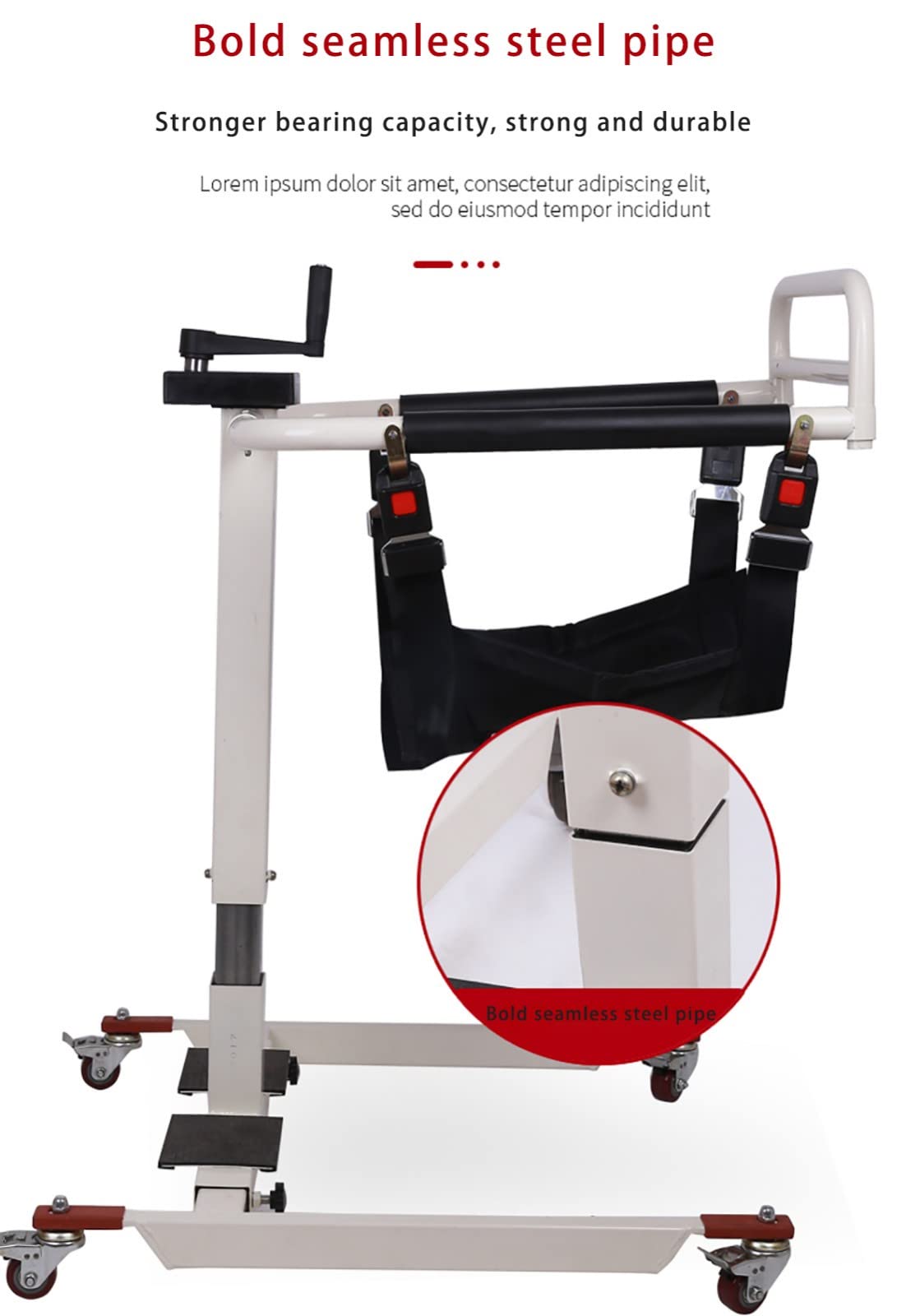 Vueuo Portable Patient Transfer Chair - Home & Bathroom Wheelchair for Elderly Care, Multifunctional Shower Transport Lift - Ideal for Safe Patient Mobility at Home and Medical Facilities