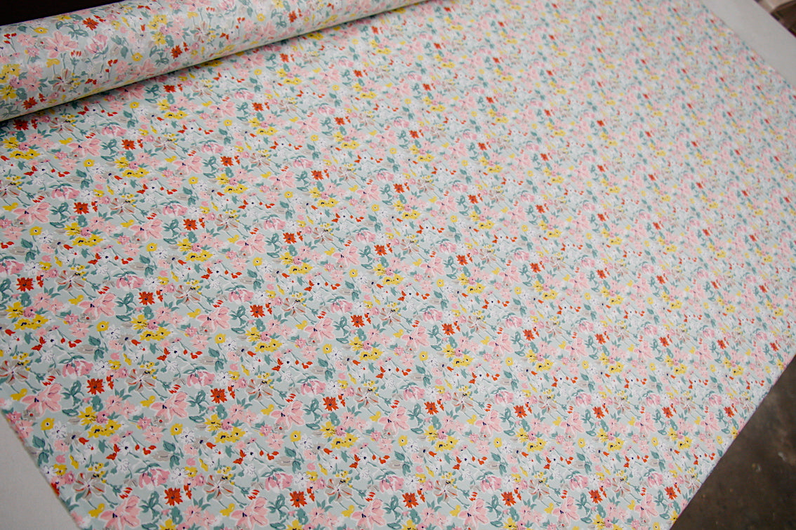 California Bloom Mint Tana Lawn Fabric - Lightweight & Breathable Cotton for Dresses, Skirts & Summer Clothing | Perfect for Sewing, Quilting & DIY Fashion Projects