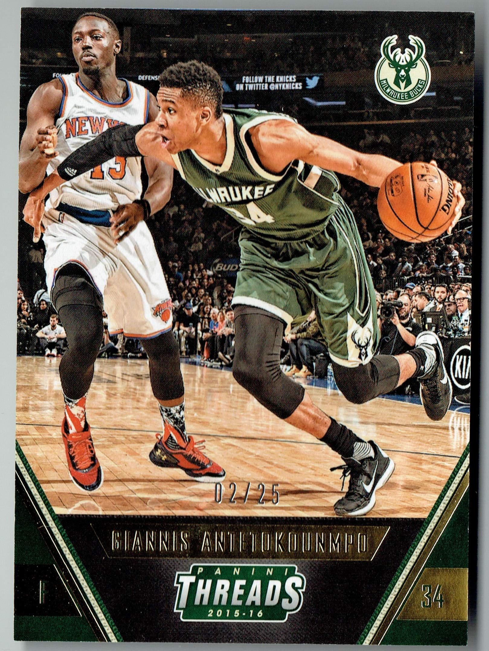 Giannis Antetokounmpo 2015 Panini Threads Basketball Card #2/25 - Milwaukee Bucks #115 - Rare Collectible for NBA Fans & Sports Memorabilia Enthusiasts