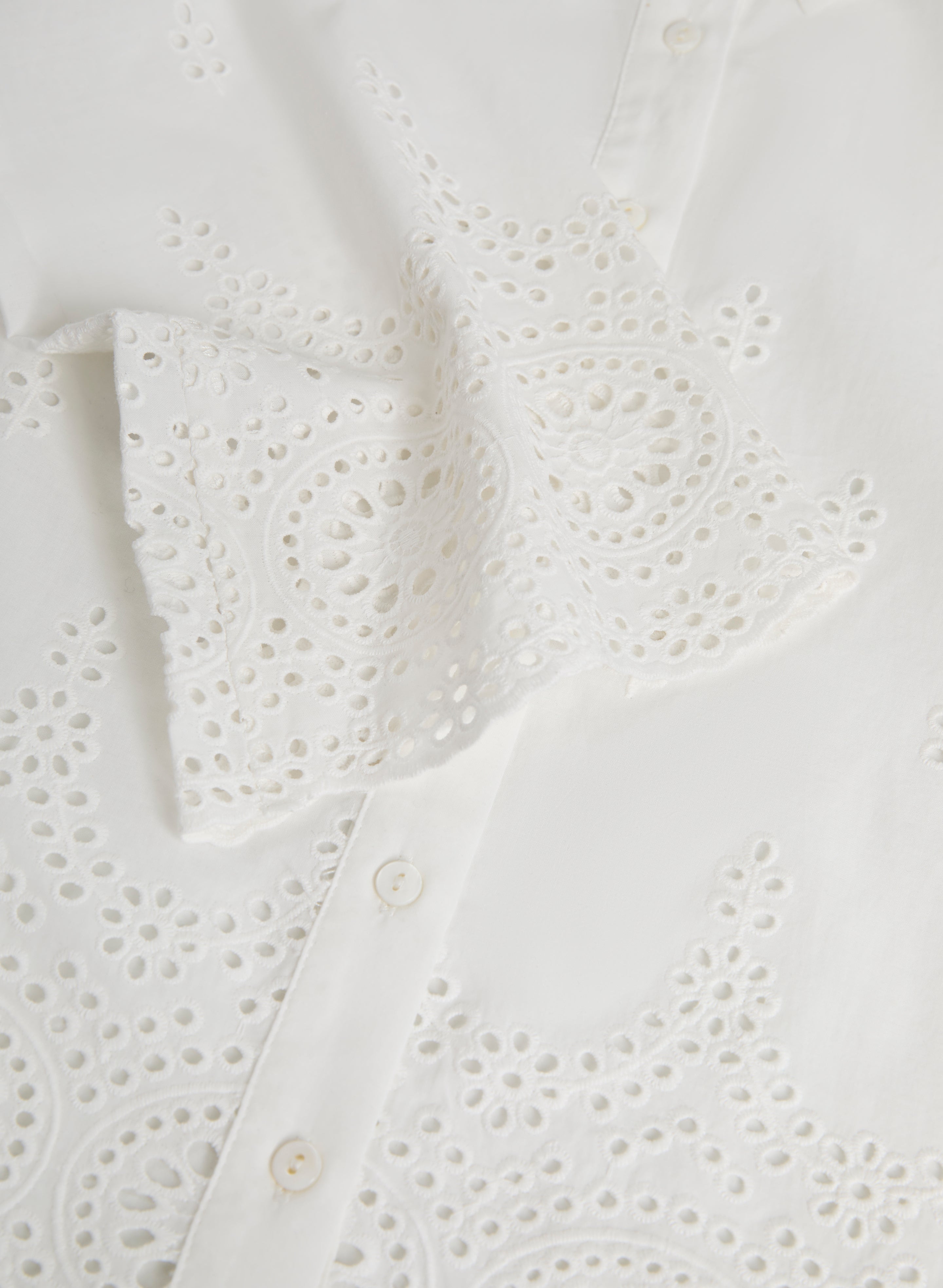 Elegant Eyelet Detail Button Down Blouse for Women - Stylish Office & Casual Wear - Perfect for Work, Dates & Summer Outfits