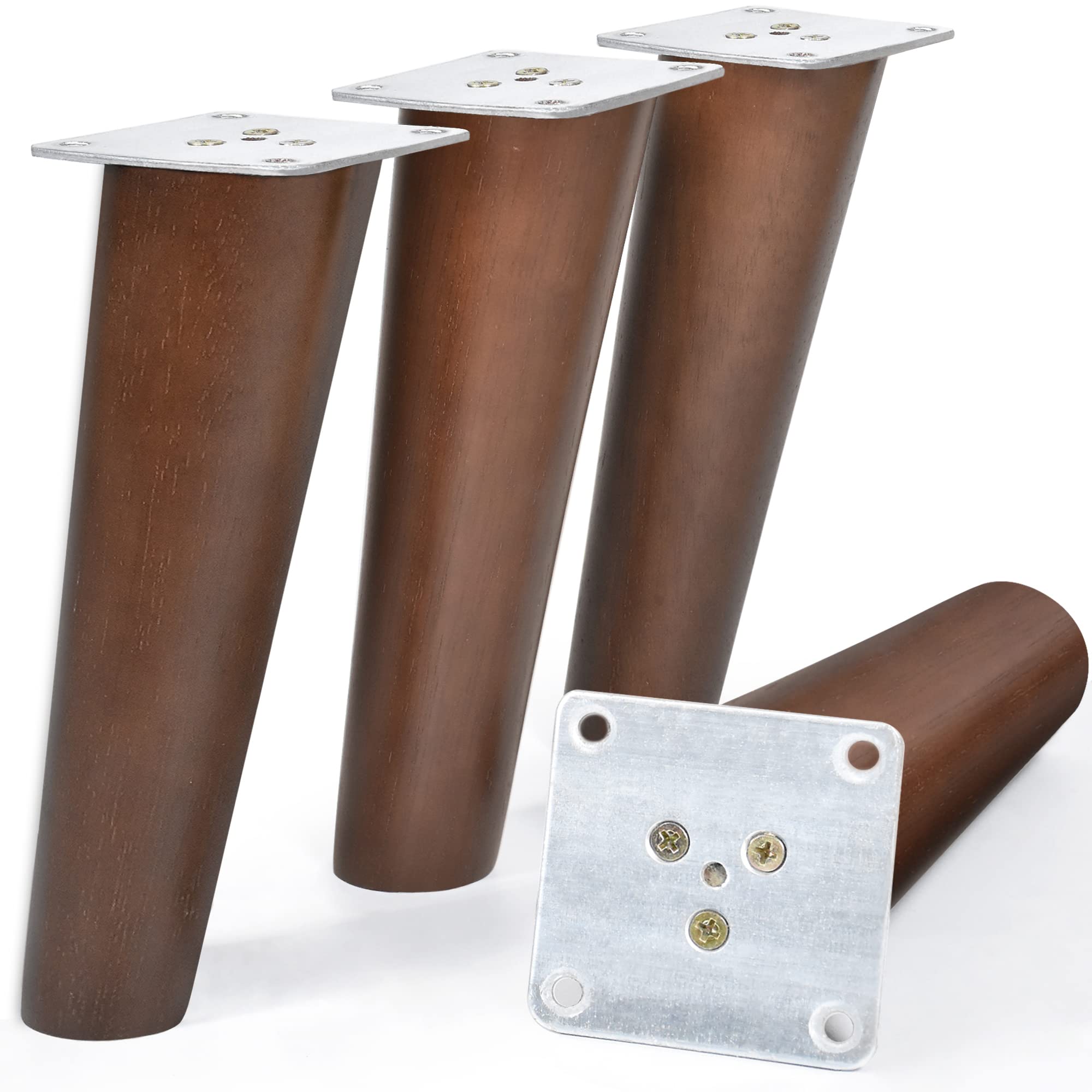 8 Inch Angled Wood Furniture Legs for Ottoman, Bench & Coffee Table - Pack of 4 - DIY Home Decor Upgrade