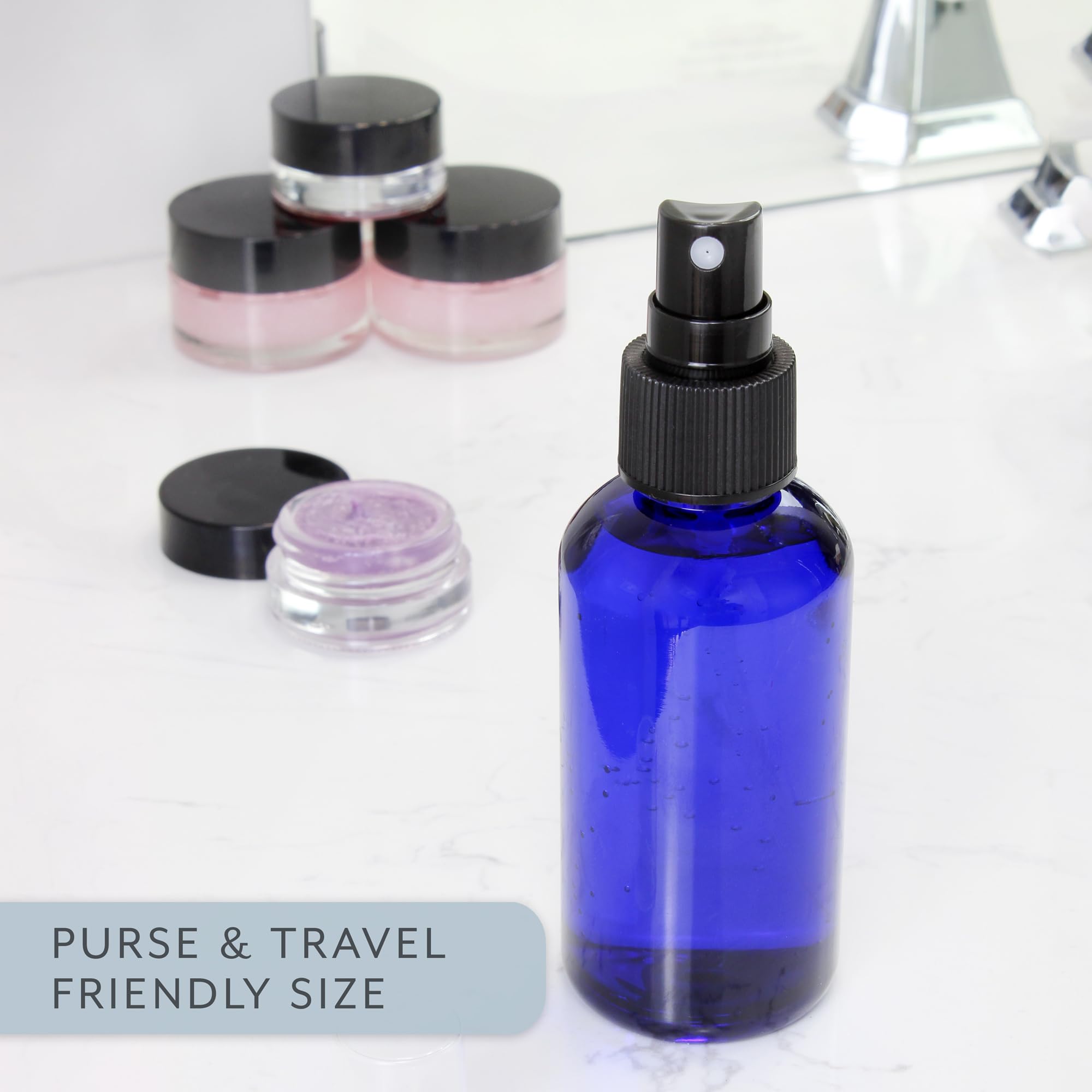 Cornucopia Brands 4oz Blue PLASTIC Fine Mist Spray Bottles (120-Pack) - BPA-Free PET #1 Plastic Spritzer Bottles with Labels - Perfect for Hair Styling, Cleaning Solutions, Gardening & DIY Projects