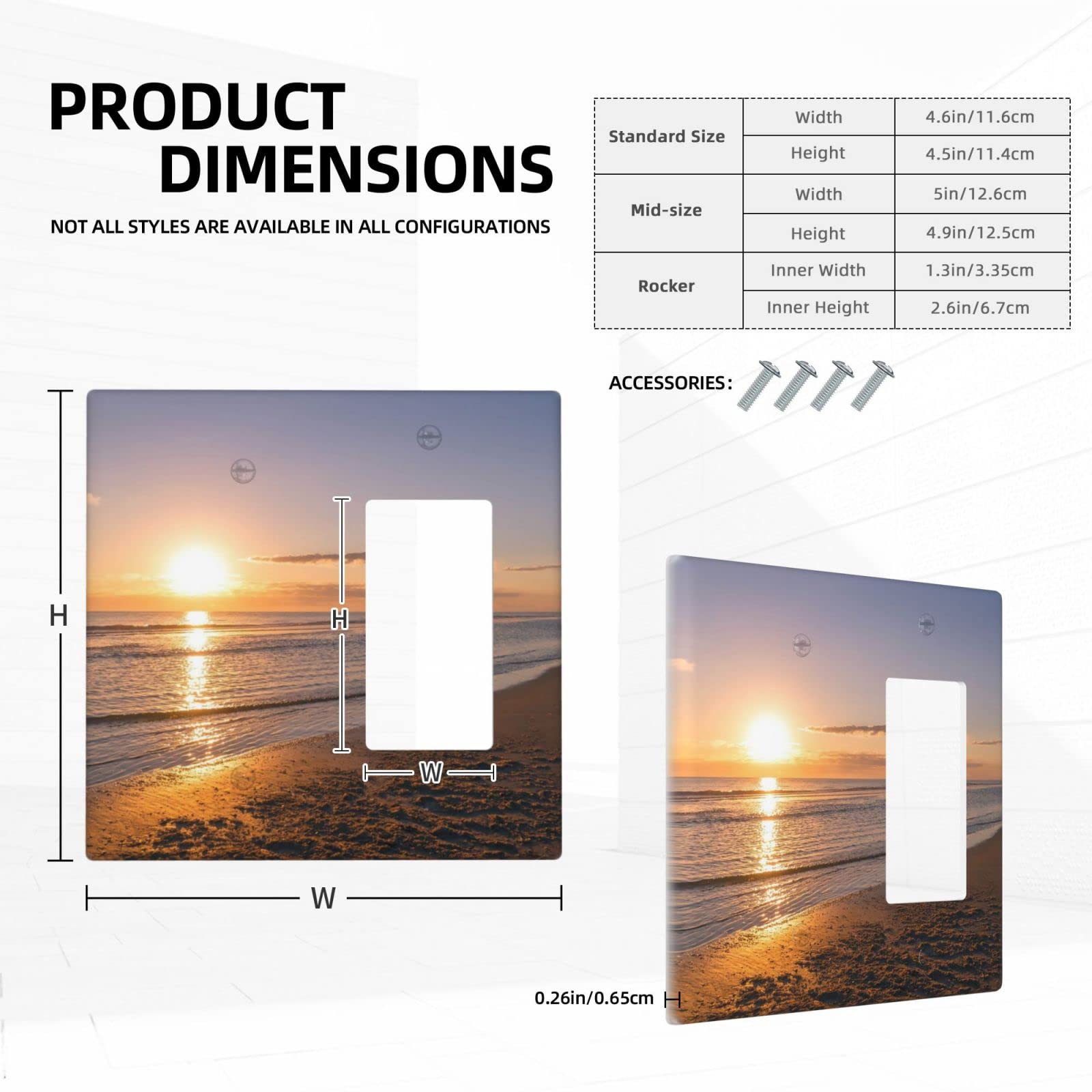 Beach Sunset Wall Plate - Single Blank Rocker 2 Gang Light Switch Cover - Decorative Switch Plate for Bedroom, Kitchen & Farmhouse - Perfect for Coastal, Boho & Rustic Home Decor