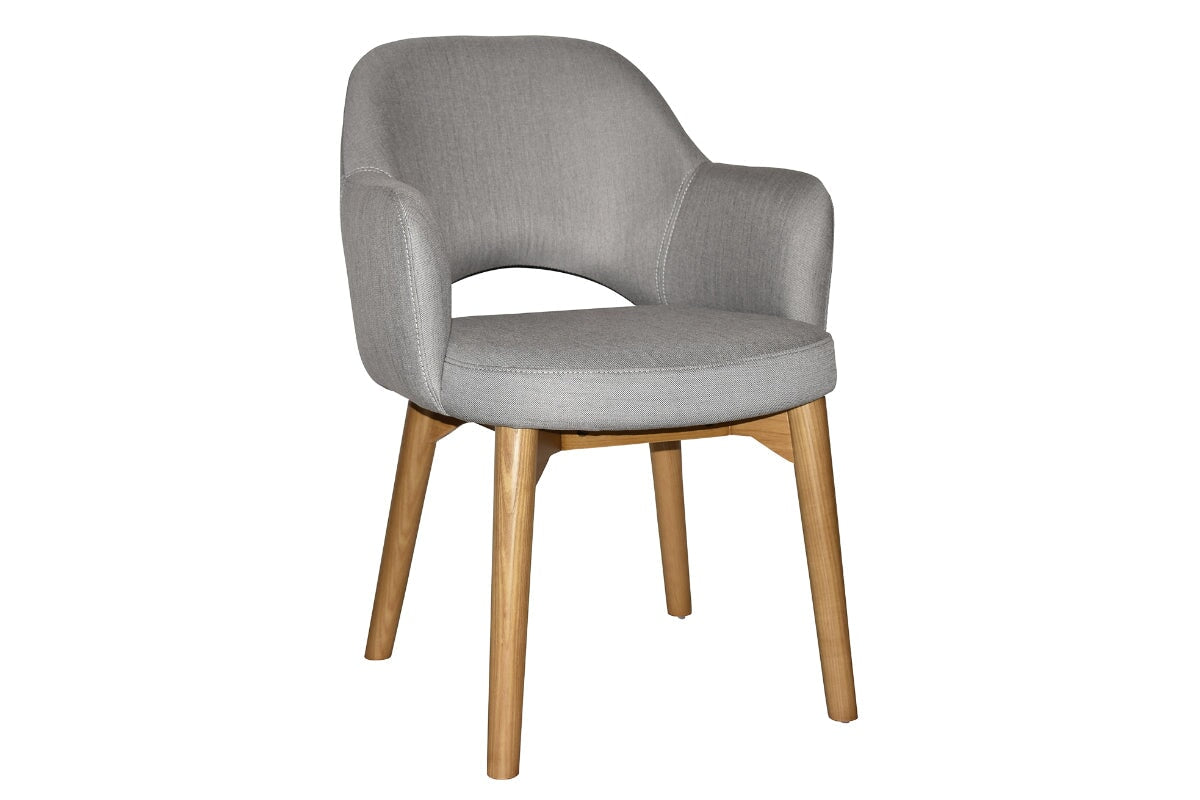 EZ Hospitality Cairo Indoor Armchair with Light Oak Timber Base - 4-Leg Modern Dining Chair for Living Room, Bedroom & Office