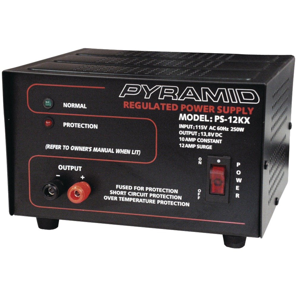 PYRAMID PS12KX 250W Power Supply - 115V AC, 60Hz, 10A Constant/12A Surge - Professional Audio & Electronics Accessories for DJ Equipment, Studio Gear, and Live Sound Systems