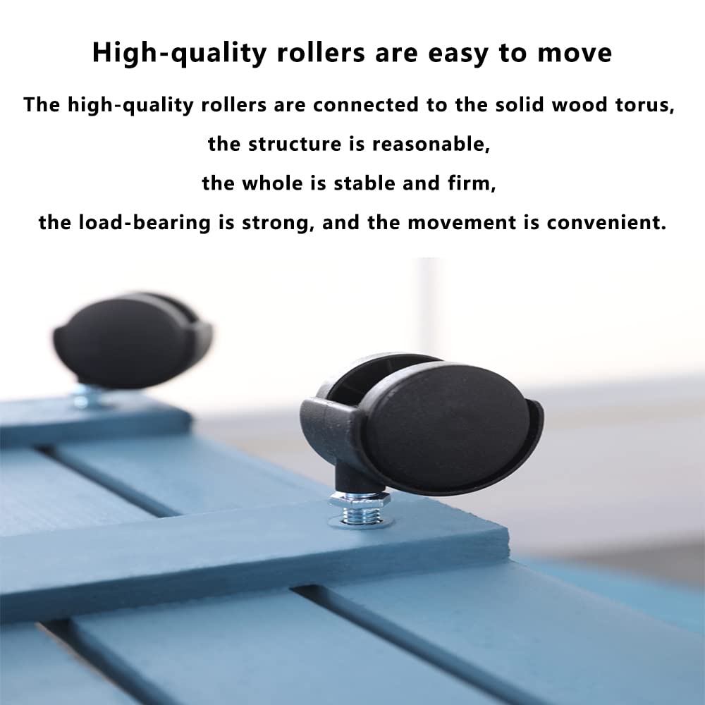 **Rolling Flower Pot Tray - 35cm Round Solid Wood Base with Universal Wheels, Blue - Perfect for Indoor/Outdoor Plant Mobility & Decoration**