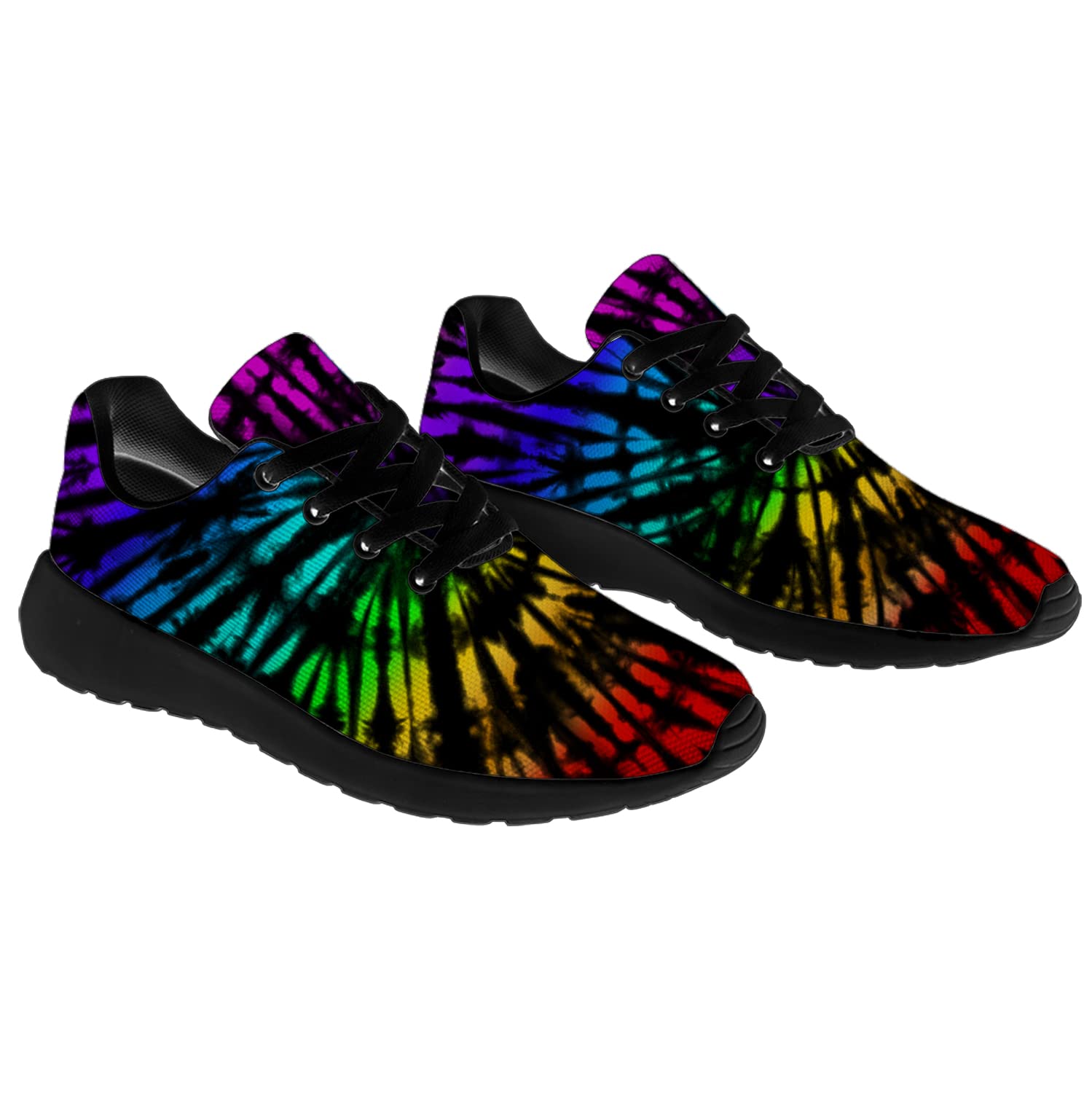 **LGBTQ Pride Running Shoes for Women & Men - Rainbow Tie Dye Walking & Tennis Sneakers - Comfortable LGBTQ+ Gifts for Gay Pride - Size 8.5 Men/10 Women Black - Perfect for Workouts, Casual Wear & Pride Events**