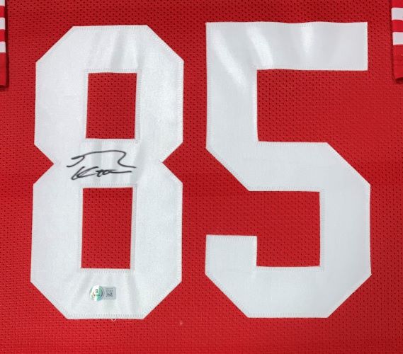 Authentic George Kittle San Francisco 49ers Signed Framed Red Football Jersey - Limited Edition Collectible for NFL Fans, Perfect for Man Cave, Sports Memorabilia Room, or Gift for Football Enthusiasts