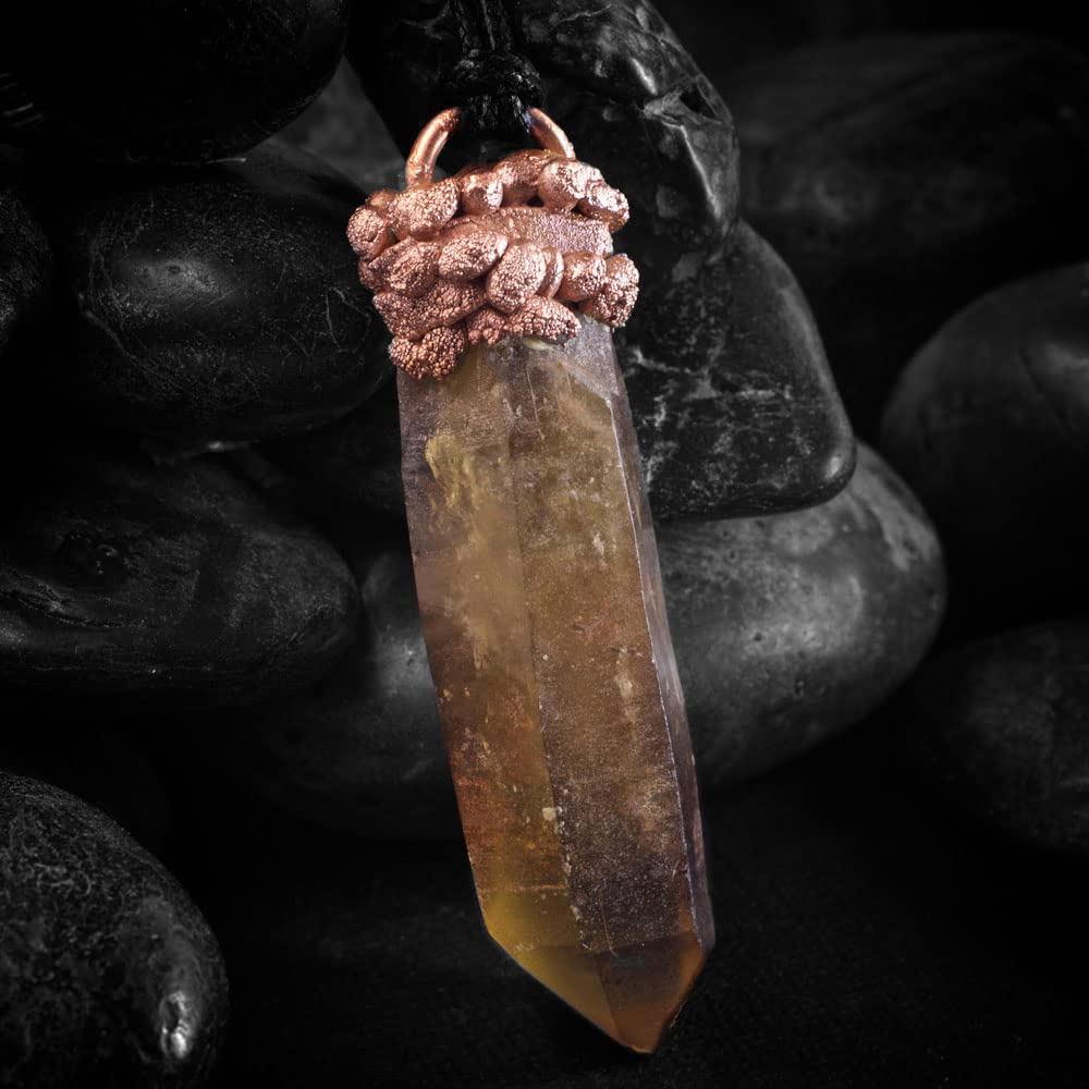 Natural Congo Citrine Electroformed Pendant Necklace - Healing Crystal Jewelry for Energy Cleansing & Chakra Balancing - Perfect for Meditation, Yoga & Spiritual Gifts