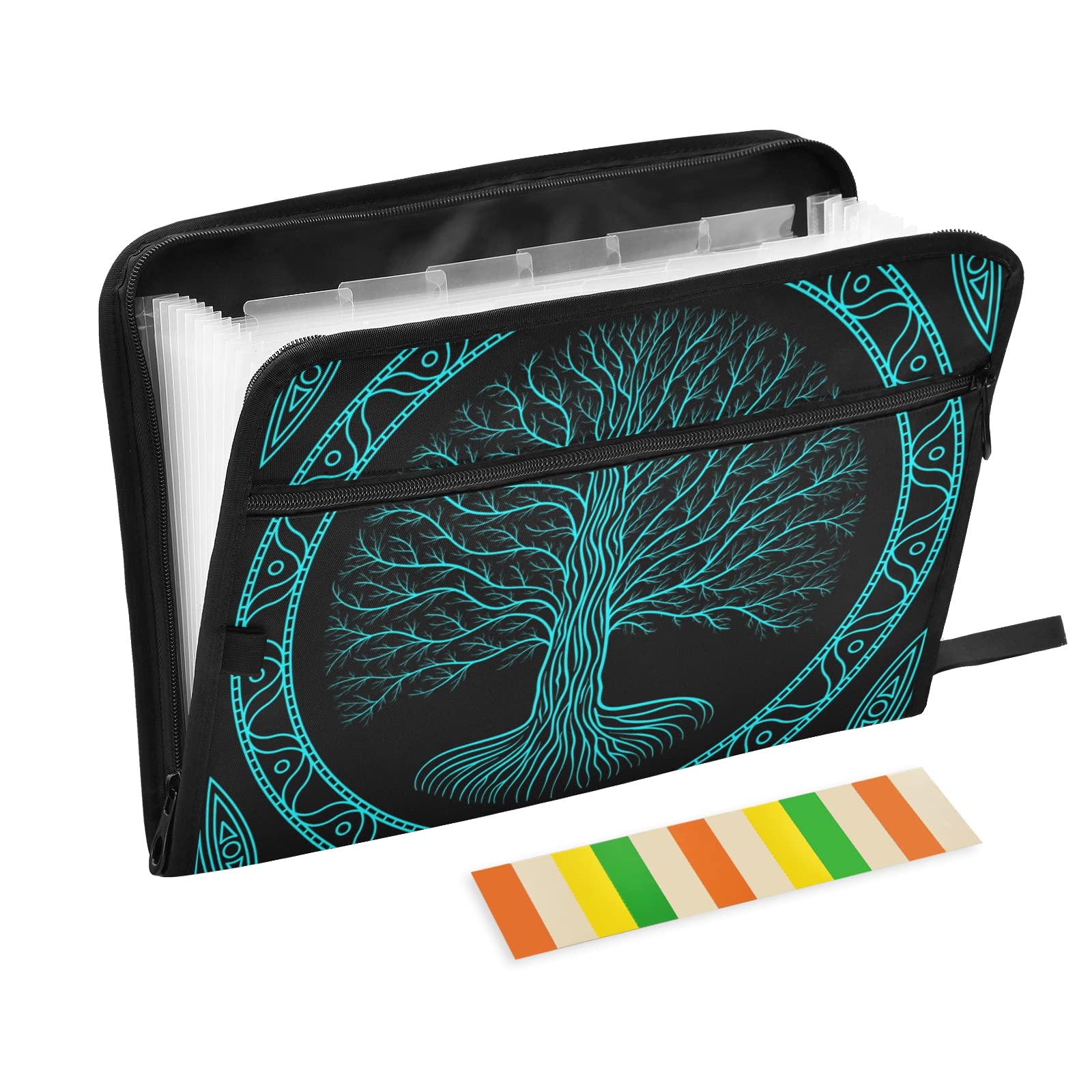 KFBE Gothic Trees Expanding File Folder - 13 Pocket Accordion Organizer with Sticky Labels & Zipper Closure - Letter/A4 Size Document Holder for Office, School, Home Organization (20811257)