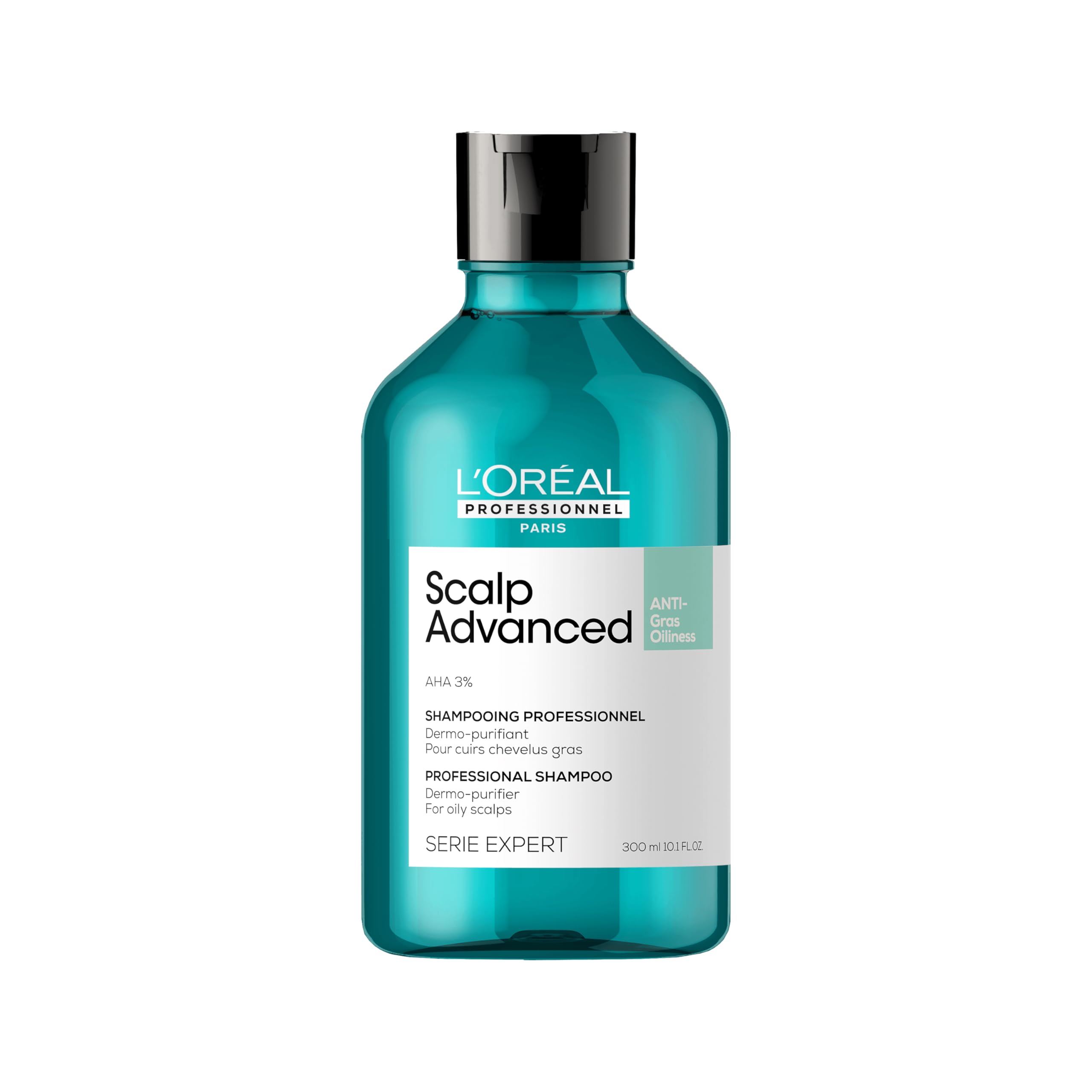 L'Oreal Professionnel Paris Scalp Advanced Anti-Oiliness Dermo-Purifier Shampoo 300ml for Oily Scalp with AHA & L'Oreal Professionnel Serie Expert Liss Unlimited Blow Dry Serum 125ml Combo - Oil Control & Smooth Hair Care for Daily Use at Home or Salon