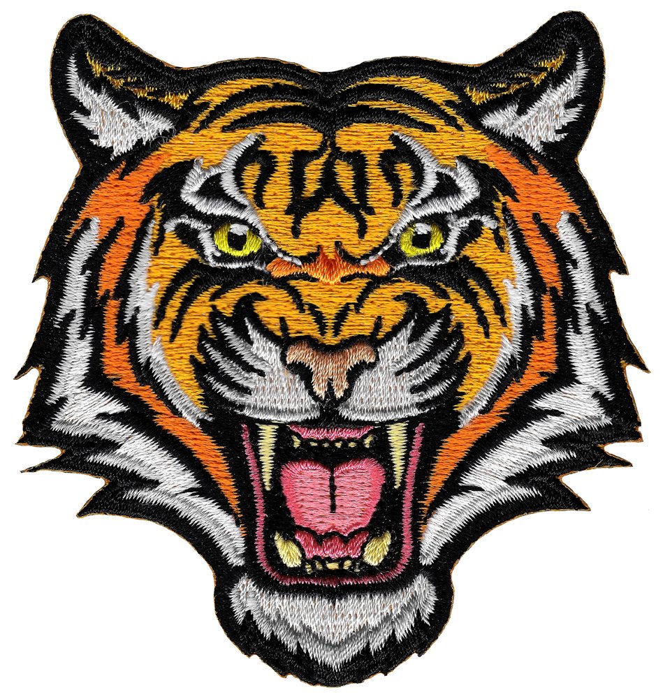 Tiger Patch Embroidered Iron-On Applique - Roaring Bengal Striped Souvenir for Jackets, Bags & DIY Crafts | Premium Fabric Decoration for Clothing & Accessories
