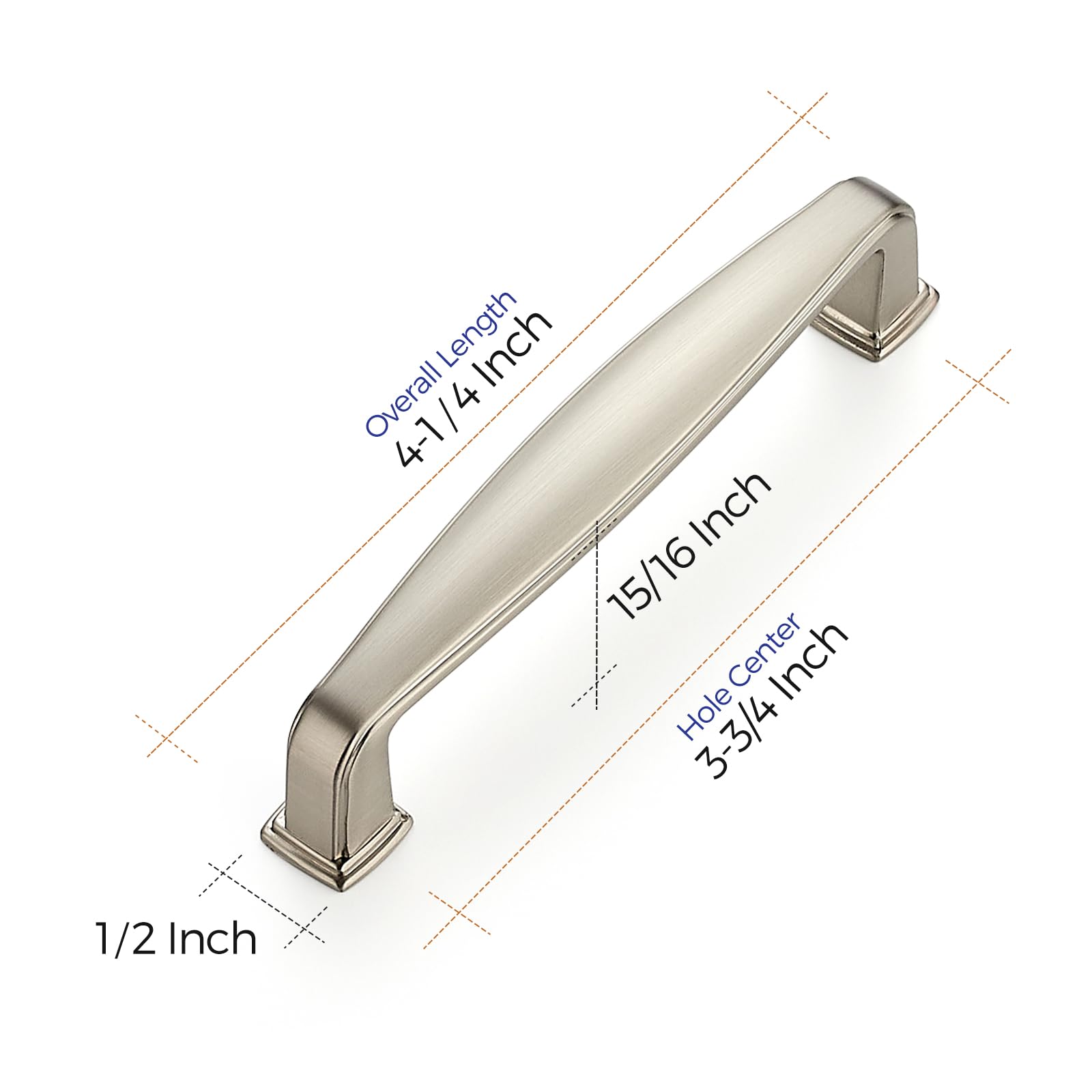 35 Pack Brushed Nickel Cabinet Handles - 3-3/4 Inch Solid Kitchen Cabinet Pulls, Satin Nickel Drawer Handles for Cabinets & Cupboards | Durable Kitchen Hardware for Modern & Traditional Home Decor