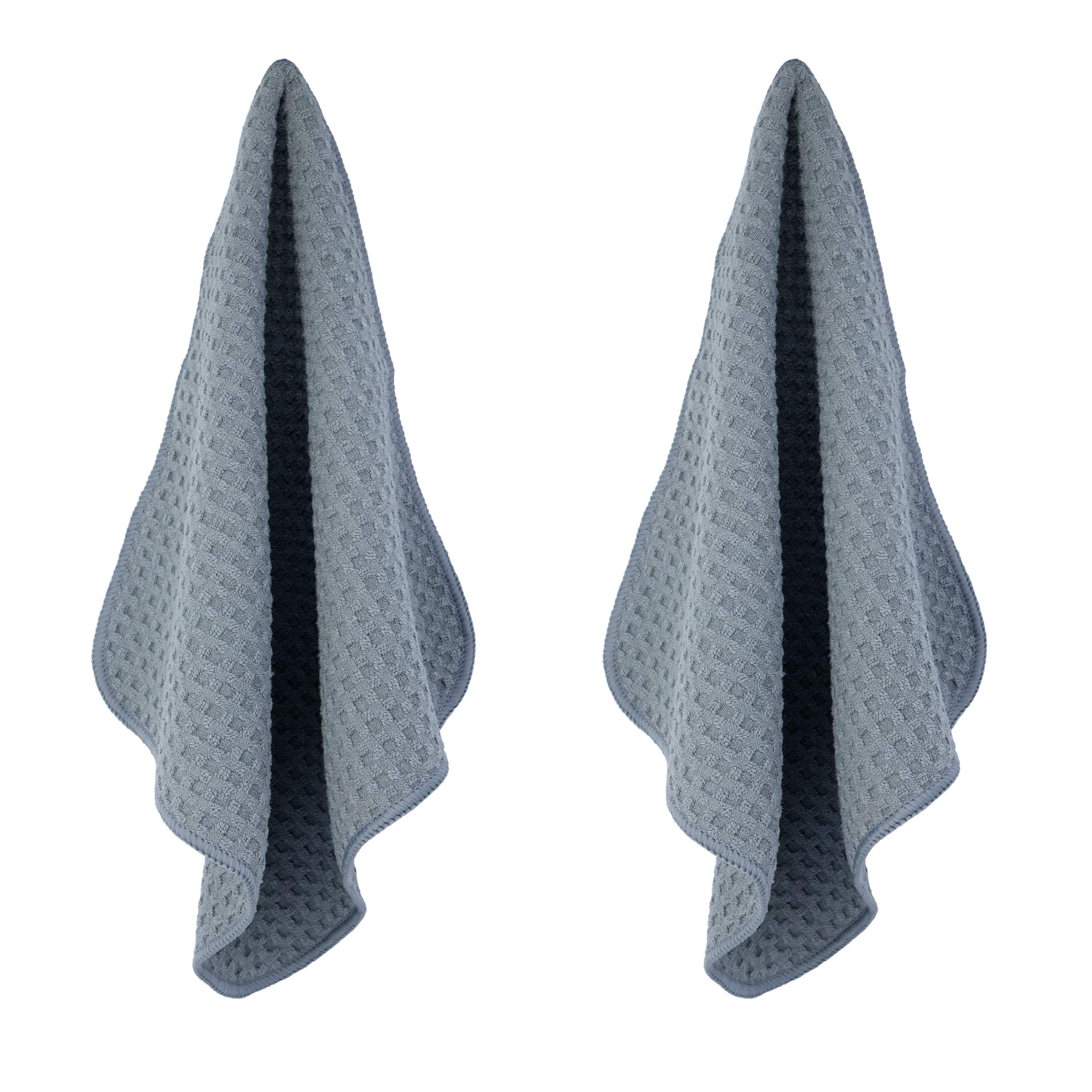 POLYTE Ultra Premium Microfibre Kitchen Dish Cloth Waffle Weave - 8 Pack (30x30cm, Grey) | Super Absorbent & Quick Drying Cleaning Towels for Dishes, Countertops & Household Chores