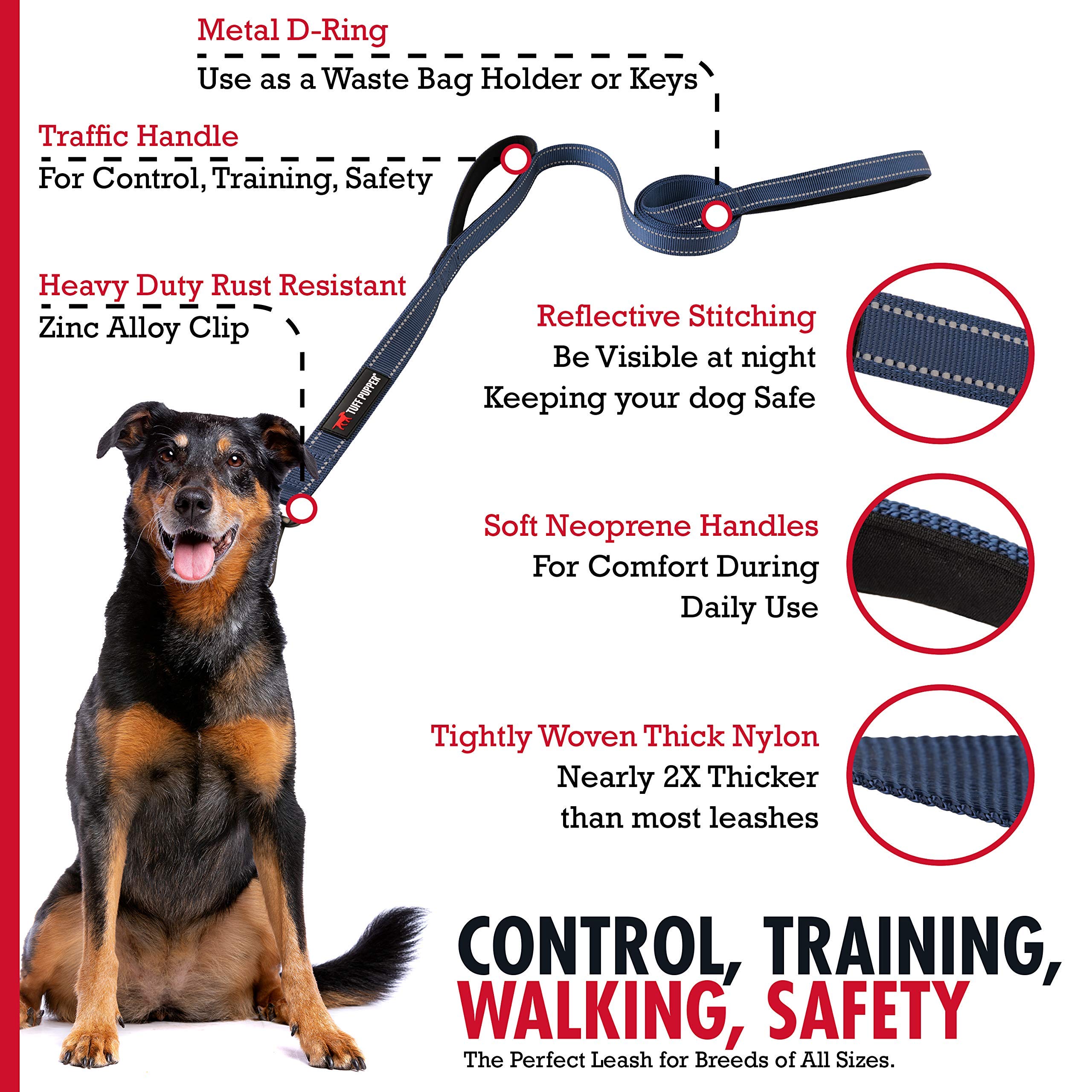 Tuff Pupper Heavy Duty Dog Leash and Collar Set (11-14