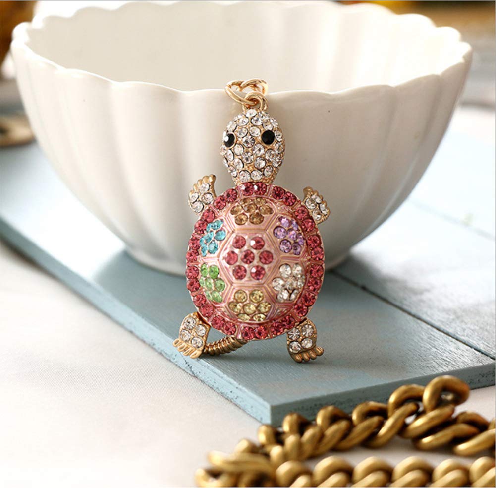 AKOAK 1 Pack Cute Turtle Keychain with Diamond Pendant - Alloy Metal Cartoon Key Ring, Crystal Jewelry Accessory for Handbags, Gifts & Daily Use (Perfect for Keychains, Backpacks & Purse Charms)