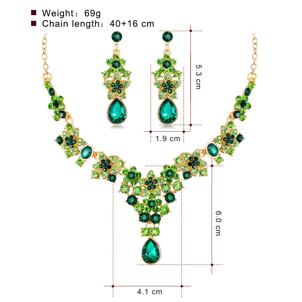 Elegant Floral Bridal Jewelry Set - Crystal Teardrop Necklace & Dangle Earrings for Women | Perfect for Weddings, Prom, Anniversary & Formal Occasions