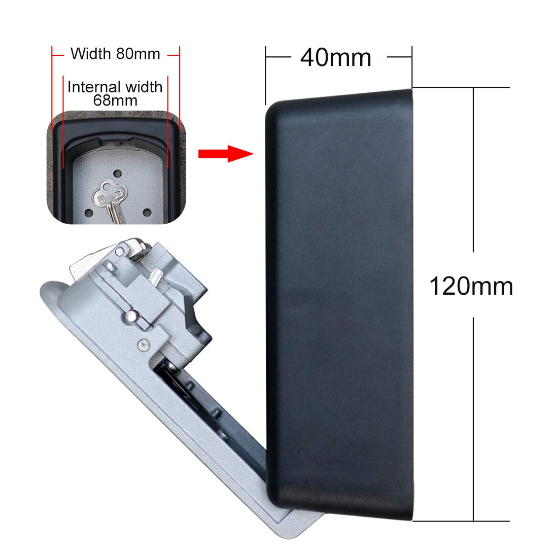 Resettable Combination Key Lock Box - Wall Mount Key Storage Safe for House, Office & Outdoor Spare Keys | Weatherproof & Secure Key Holder for Home, Business & Vacation Use