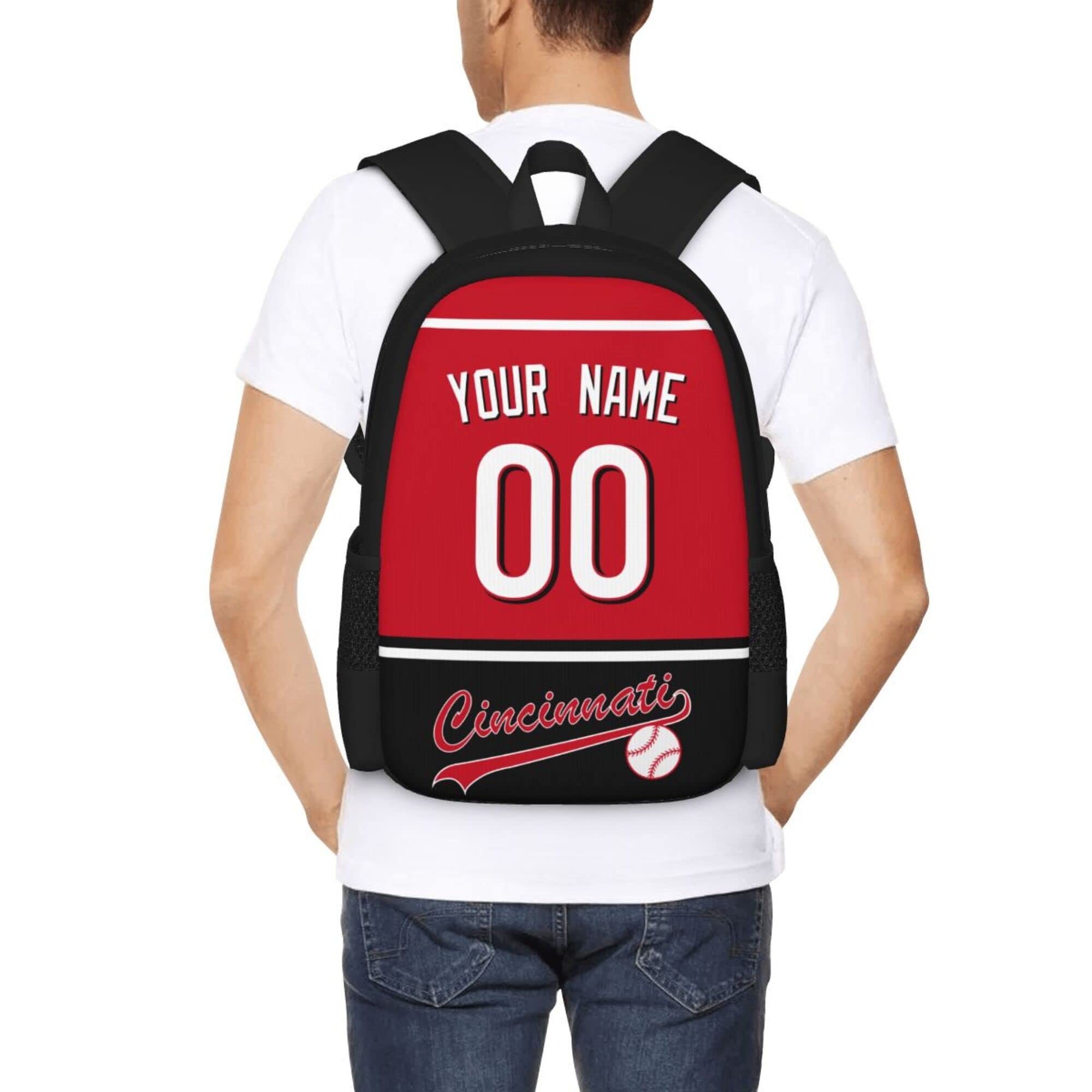 ANTKING Cincinnati Backpack - High Capacity Customizable Backpack with Name & Number Printing - Perfect Gift for Kids, Men & Sports Fans - Ideal for School, Travel & Game Day
