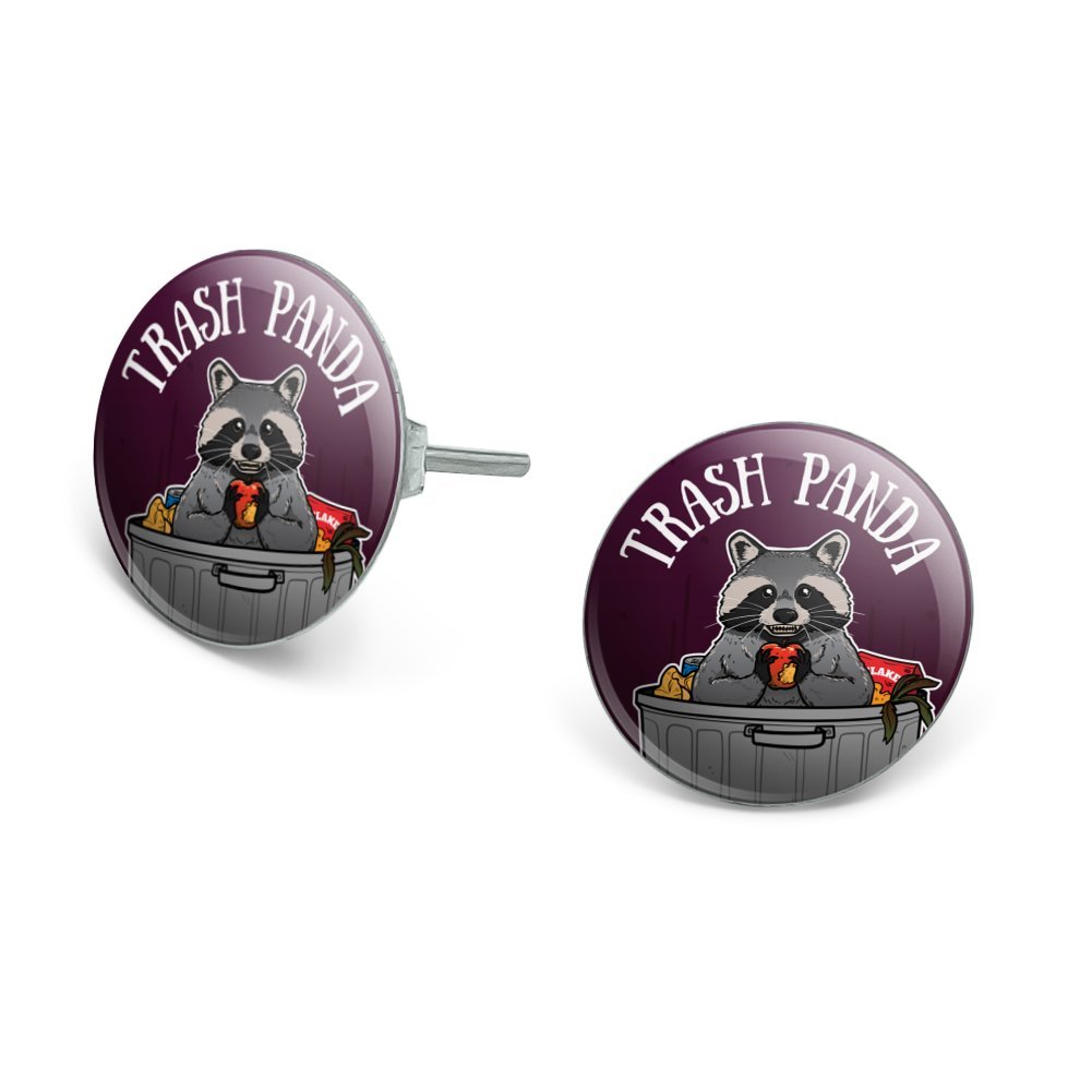 Raccoon Trash Panda Silver Plated Stud Earrings - Cute Animal Jewelry for Women, Unique Garbage-Themed Novelty Gift for Animal Lovers, Perfect for Casual Wear, Costume Parties & Wildlife Enthusiasts